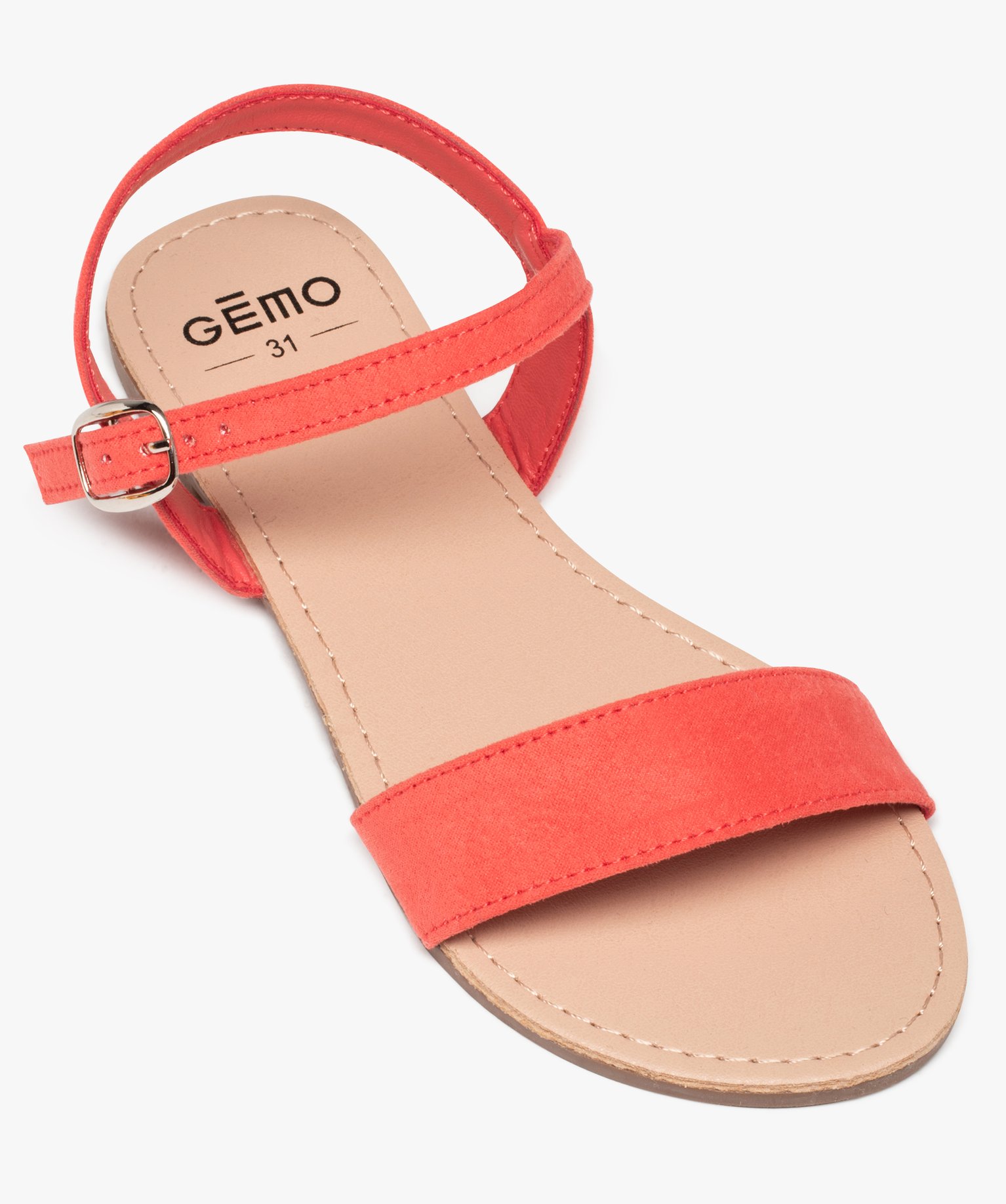 Sandales fille à brides droites en suédine unie rose | GEMO
