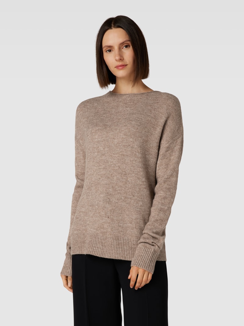 Strickpullover in melierter Optik in taupe meliert