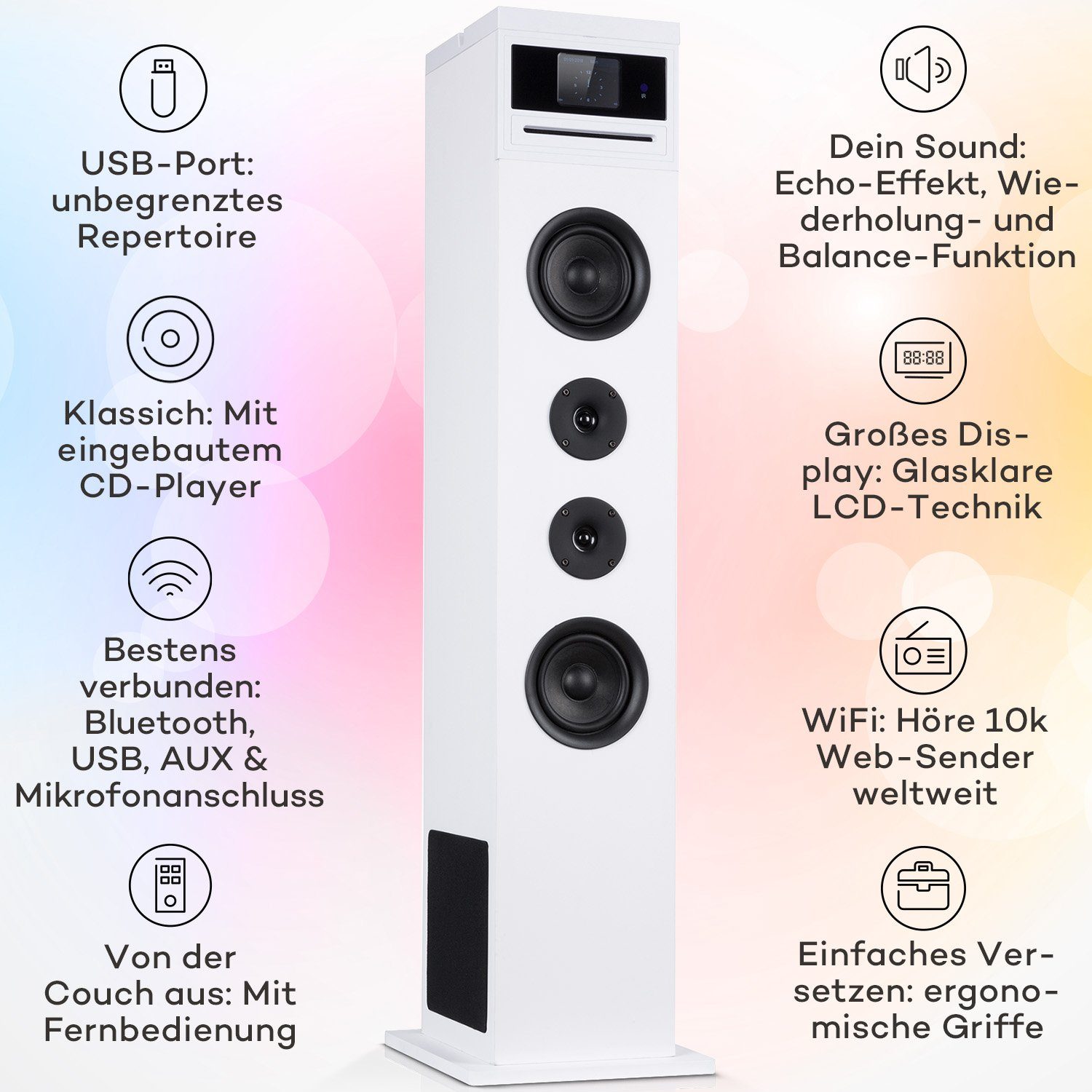 Auna Karaboom 100 Wifi Lautsprecher (Bluetooth;WLAN, 60 W)