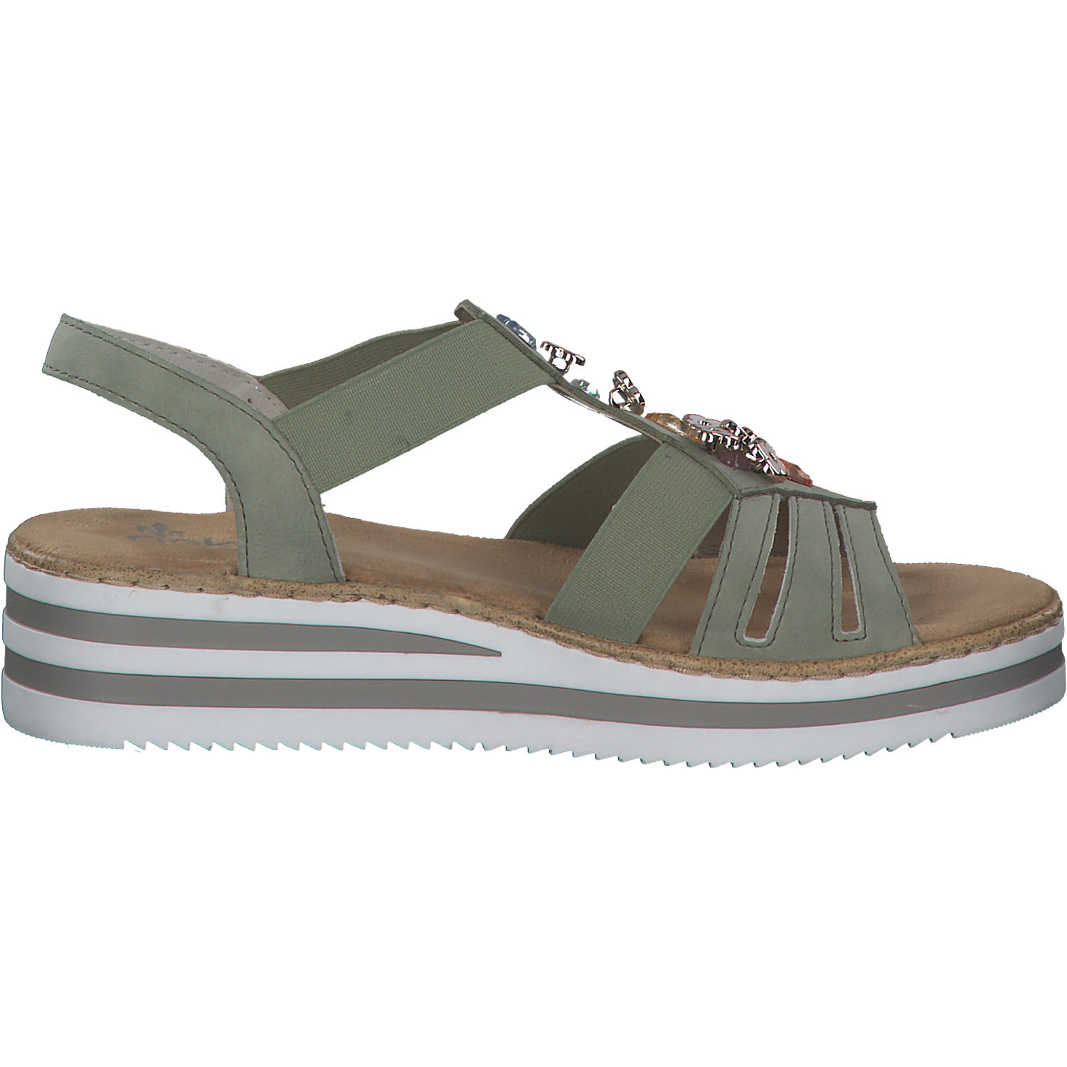 Rieker V0245, Plateau-Sandaletten, Damen, pistazie