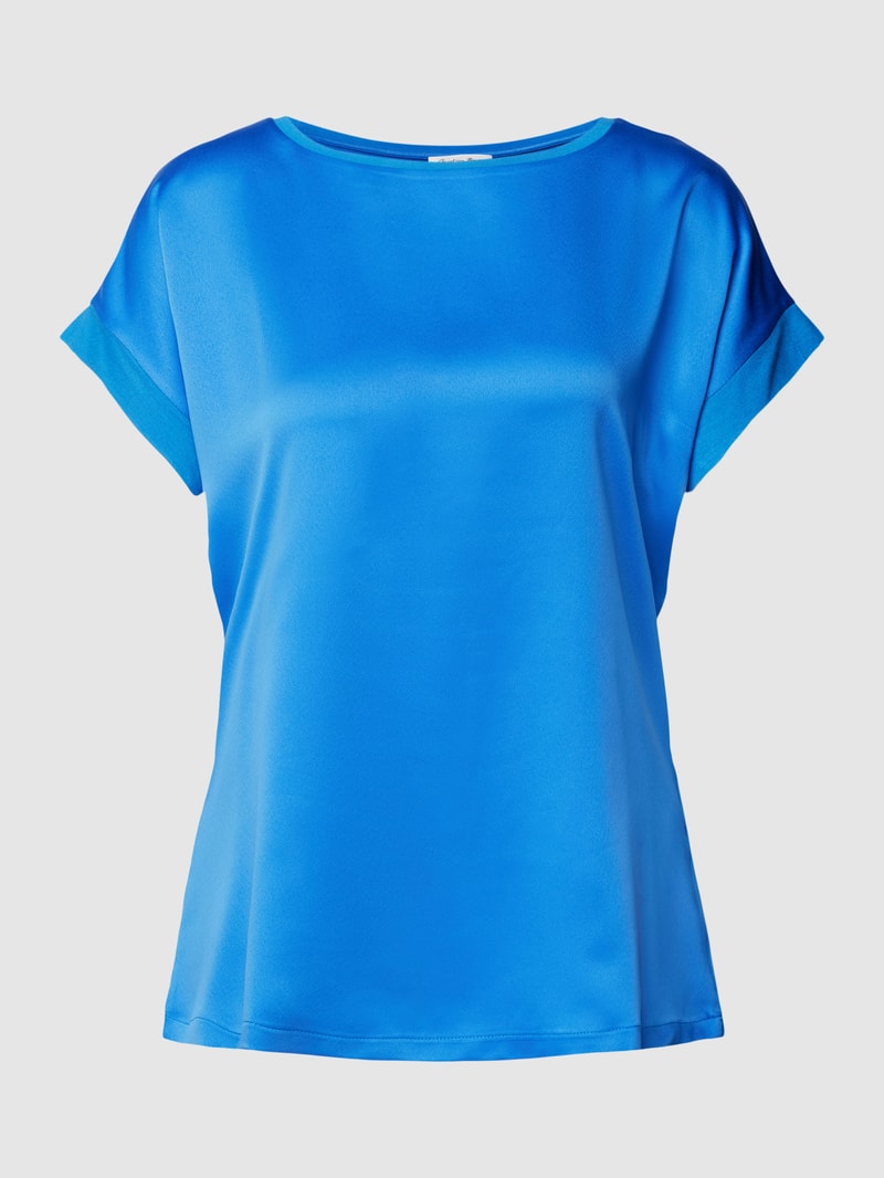 T-Shirt in Satin-Optik in blau