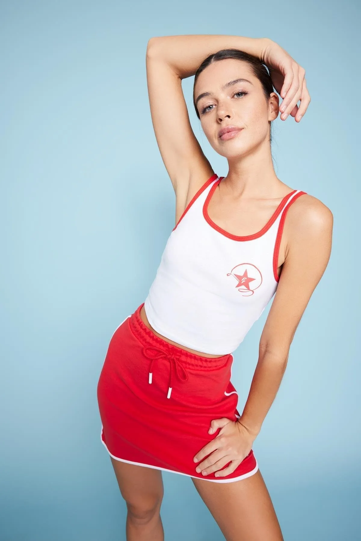 DeFacto  Fit Crop Bedrucktes Rundhals-Ripp-Shirt Athlete Cotton Athlete A6899ax23sm