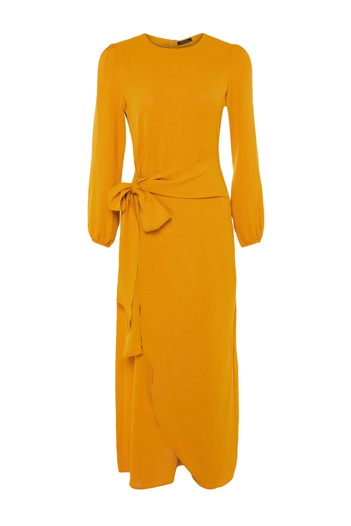 Trendyol Modest  Gelbes Aerobin-Gewebtes Kleid mit Bindedetail TCTSS23EB00140