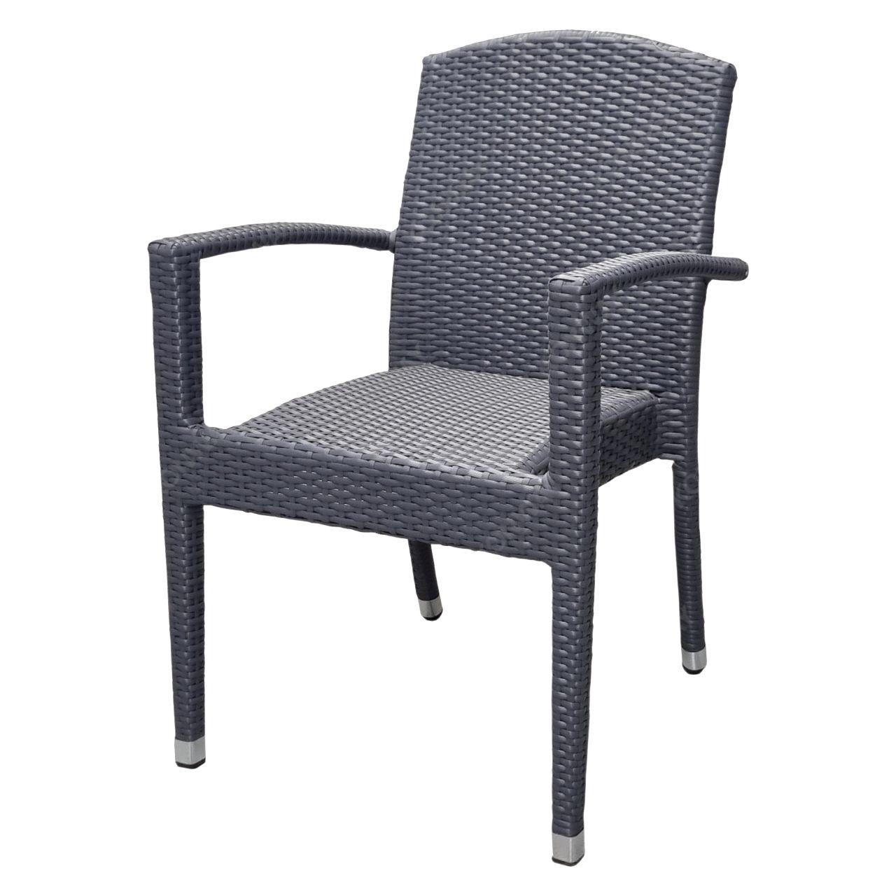 Konway Stapelstuhl MAUI (4 St), 4x KONWAY® MAUI Stapelsessel Schiefergrau Polyrattan Sessel