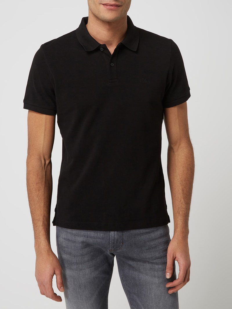 Regular Fit Poloshirt aus Baumwolle in schwarz