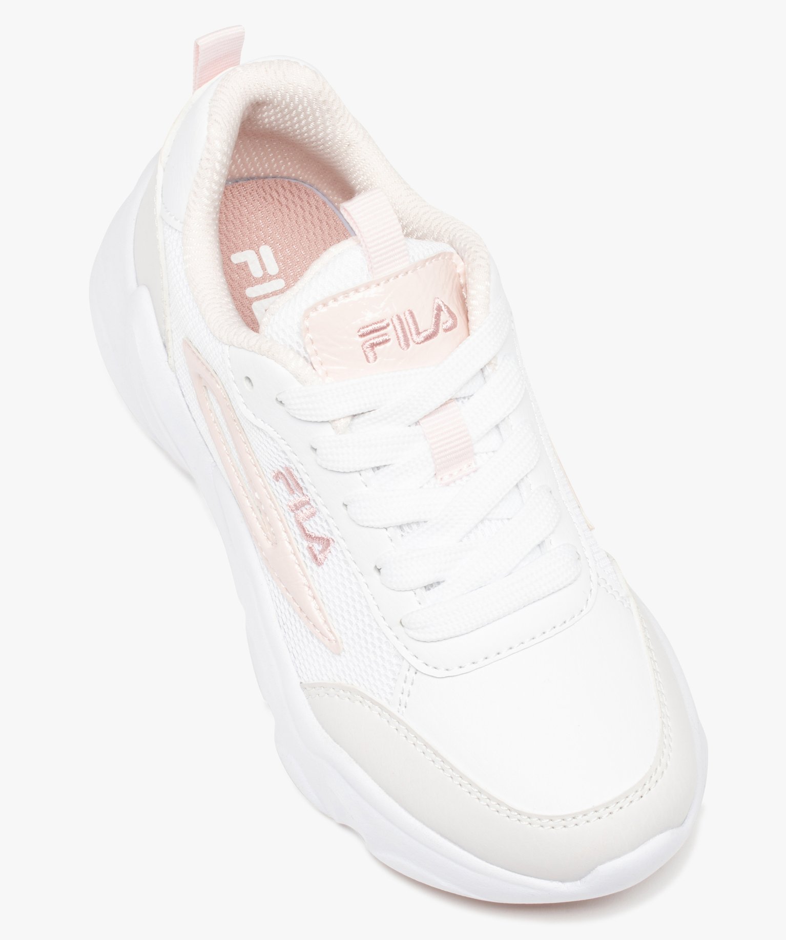 Baskets femme bi-matières à lacets - Fila blanc | GEMO