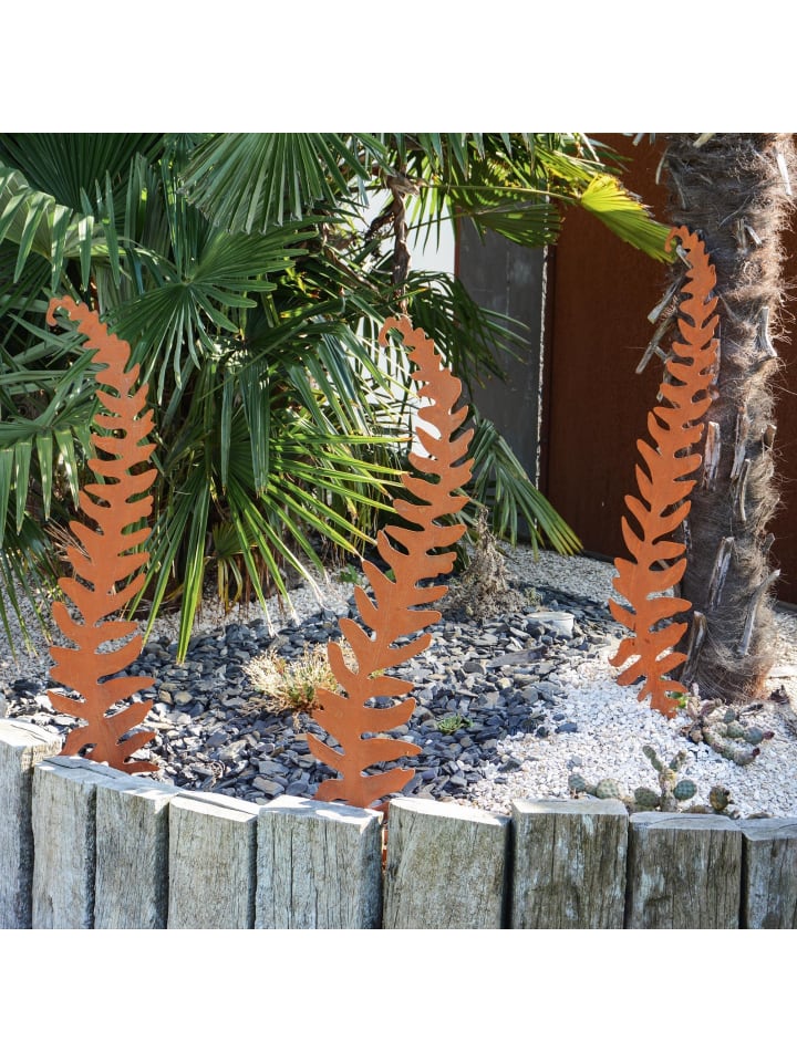 UNUS 3er Set Gartenstecker Rost Farn in Braun günstig kaufen onesize