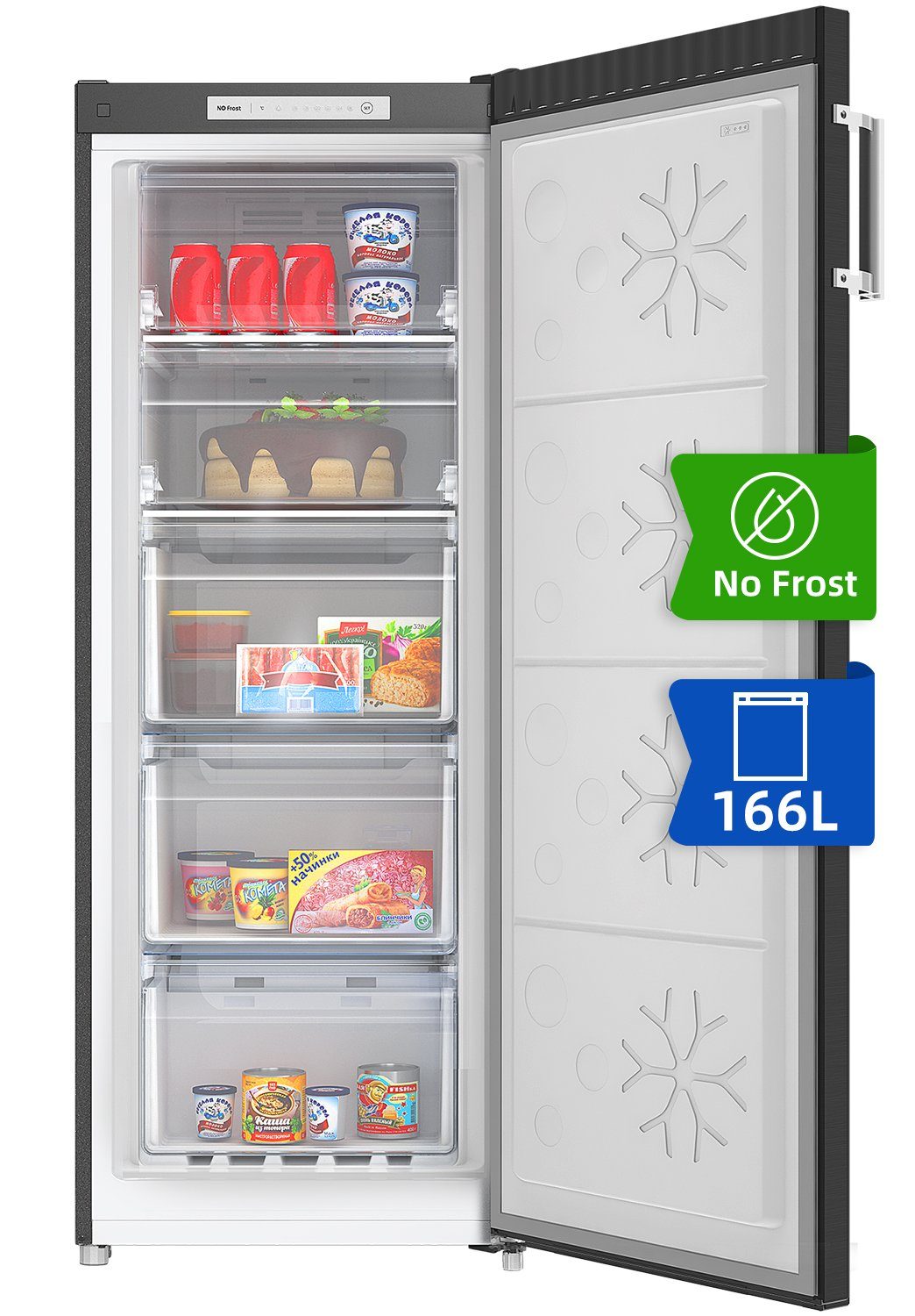 CHiQ Gefrierschrank FSD166NE4E, 144 cm hoch, 54 cm breit, 4 Sterne Gefrierfach, 166L,12 Jahre Garantie auf den Kompressor