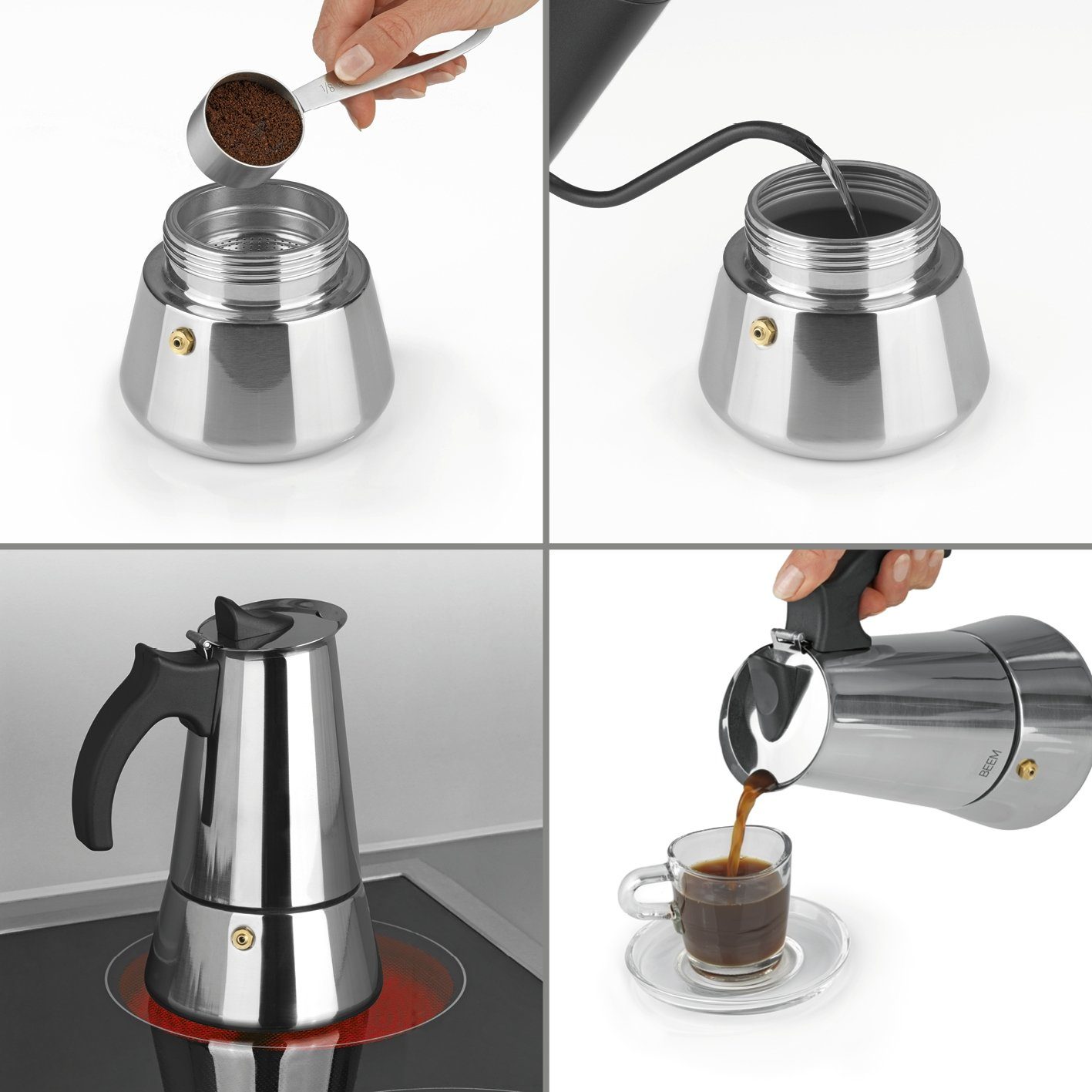BEEM Espressokocher ESPRESSOMAKER - 6 Tassen - silber