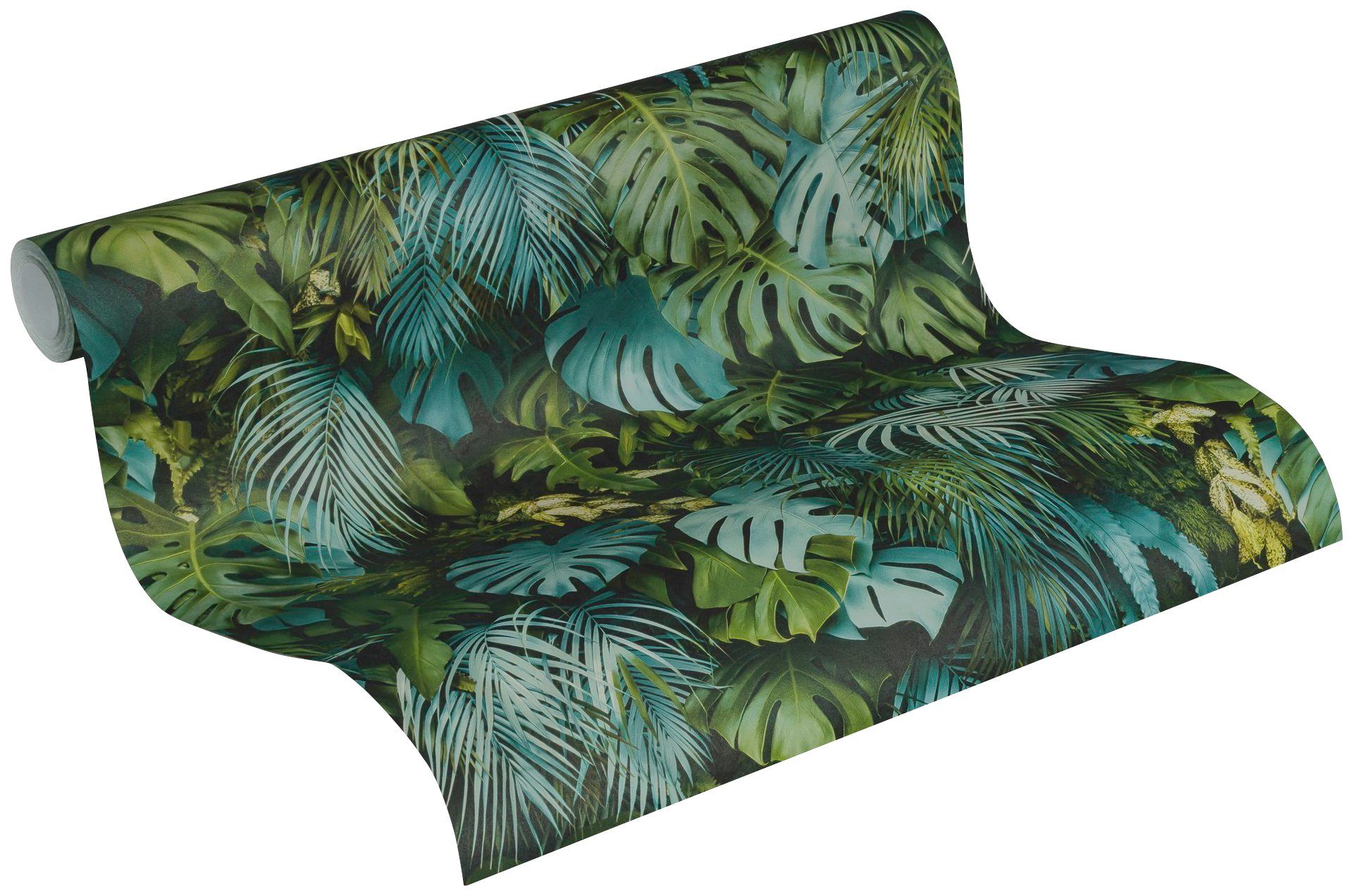 A.S. Création Vliestapete Greenery mit Palmenprint in Dschungel Optik, floral, Palmentapete Tapete Dschungel