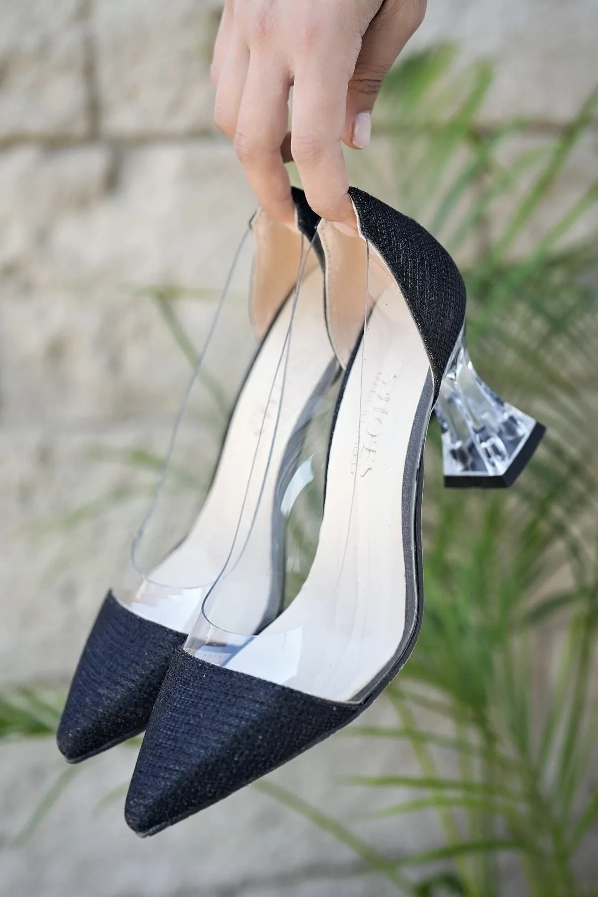 Modafırsat  Damen-Schuhe mit transparenten Absätzen, schwarz, transparent, Stiletto-Stil, für Hochzeit, Abschlussfeier, Verlobung, Alltag, Absatz 8 cm