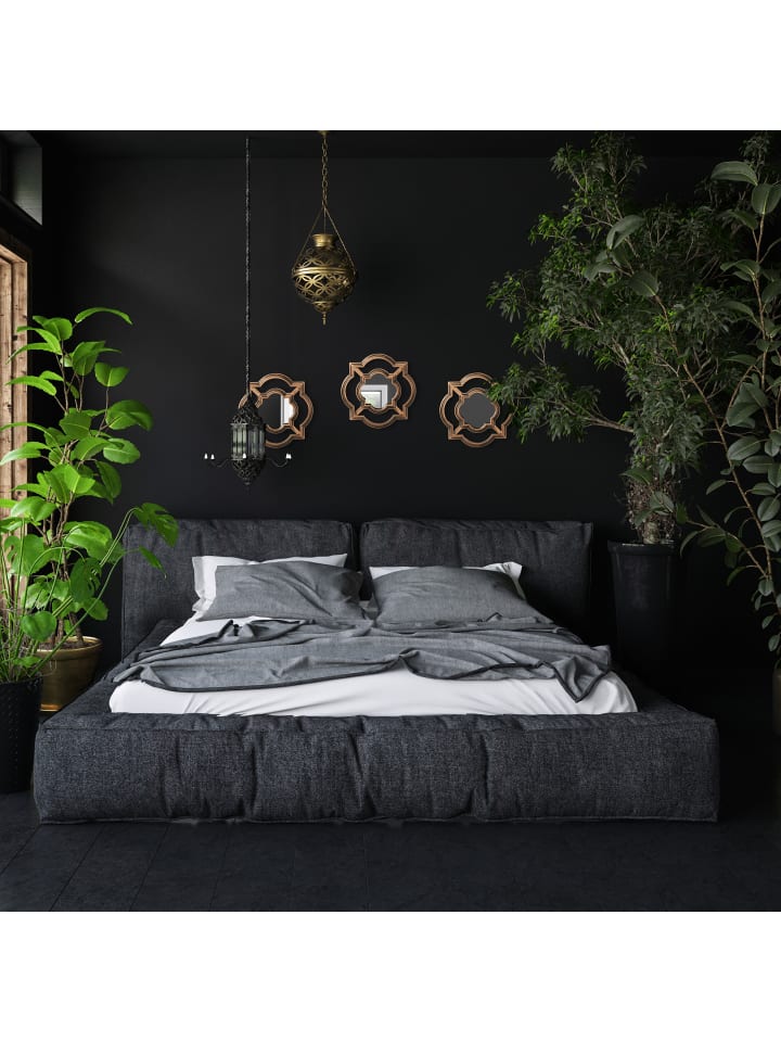 relaxdays 3 x Spiegel in Gold/ Schwarz - (B)25,5 x(H)25,5 cm günstig kaufen onesize
