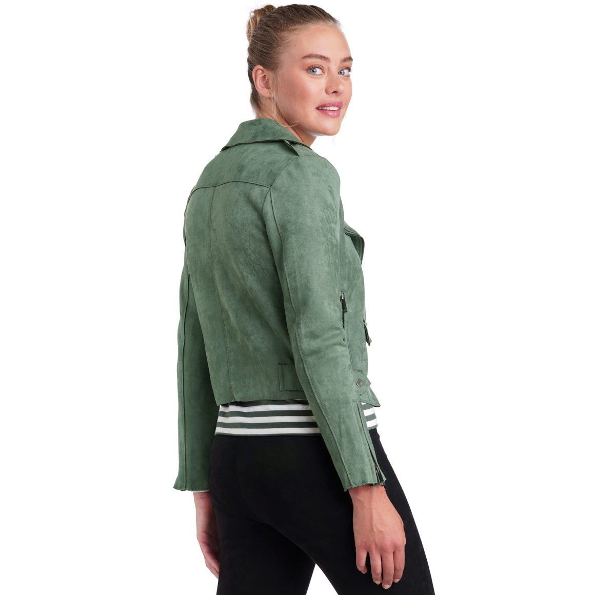 Damen Velours-Bikerjacke mit Reißverschluss