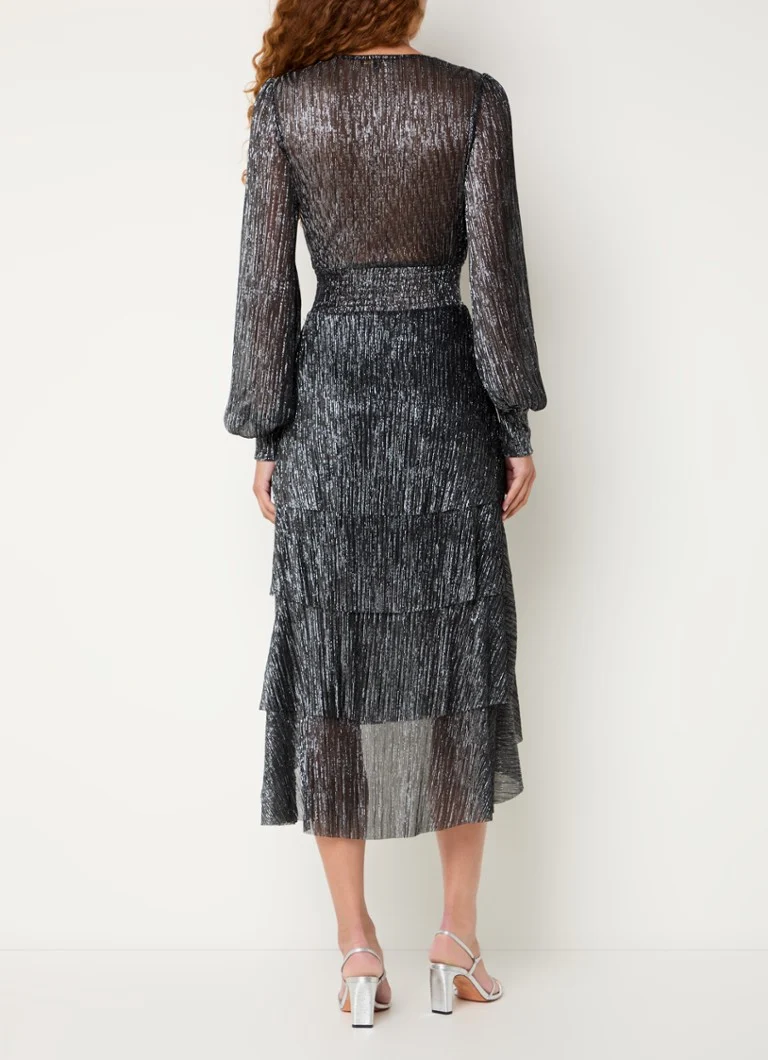 Vestido midi Maje com lurex e smocking