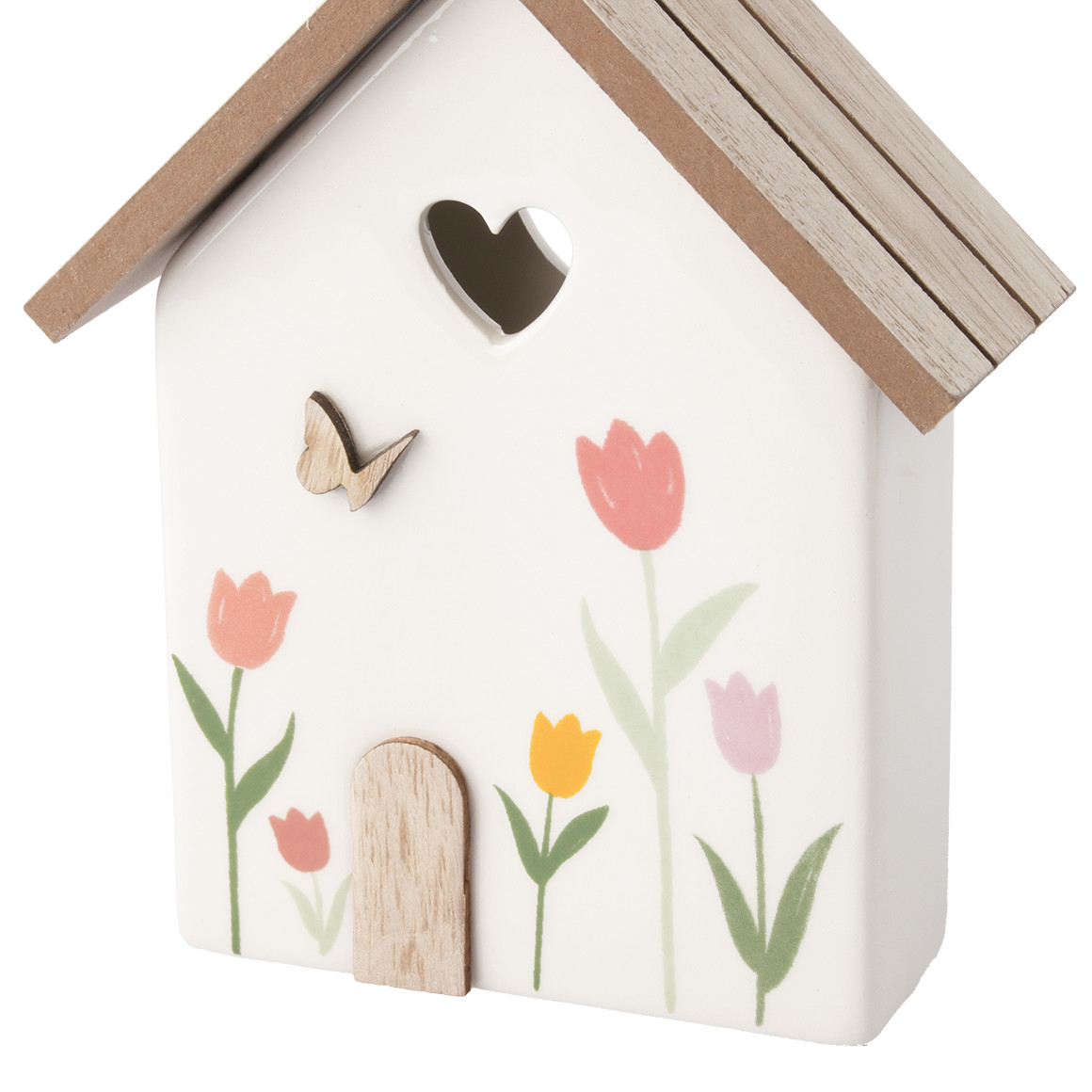 Kleiner Deko-Aufsteller Haus mit Blumen