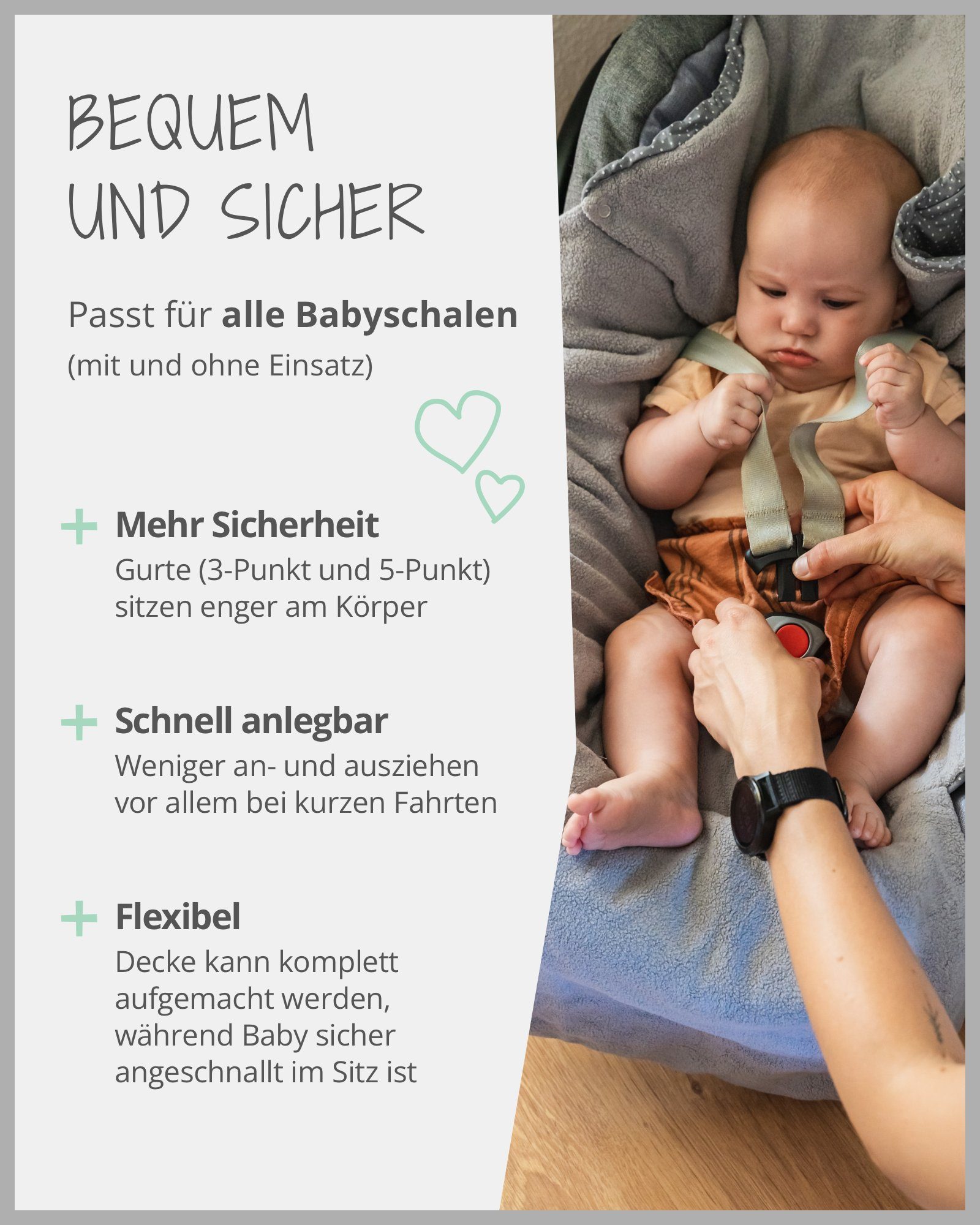 Einschlagdecke Für die Babyschale, Eukalyptus, Made in EU, ULLENBOOM ®, Optimal für Frühling, Herbst und Winter, TOG-Wert 2,5
