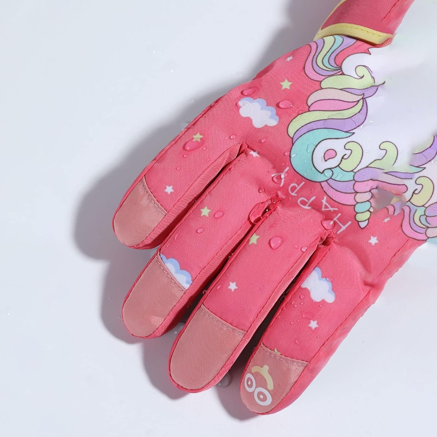 KINOMI Fleecehandschuhe Kinderhandschuhe, Dick und Warm im Winter, Verstellbar, Abriebfest (Geeignet für Jungen und Mädchen im Alter von 5-12 Jahren) Rutschfest, Wasserdicht, Outdoor Skifahren und Klettern Handschuhe