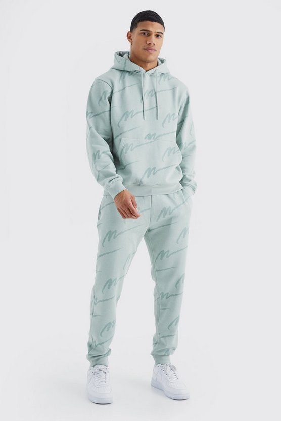 Man Signature Hoodie-Trainingsanzug mit Print