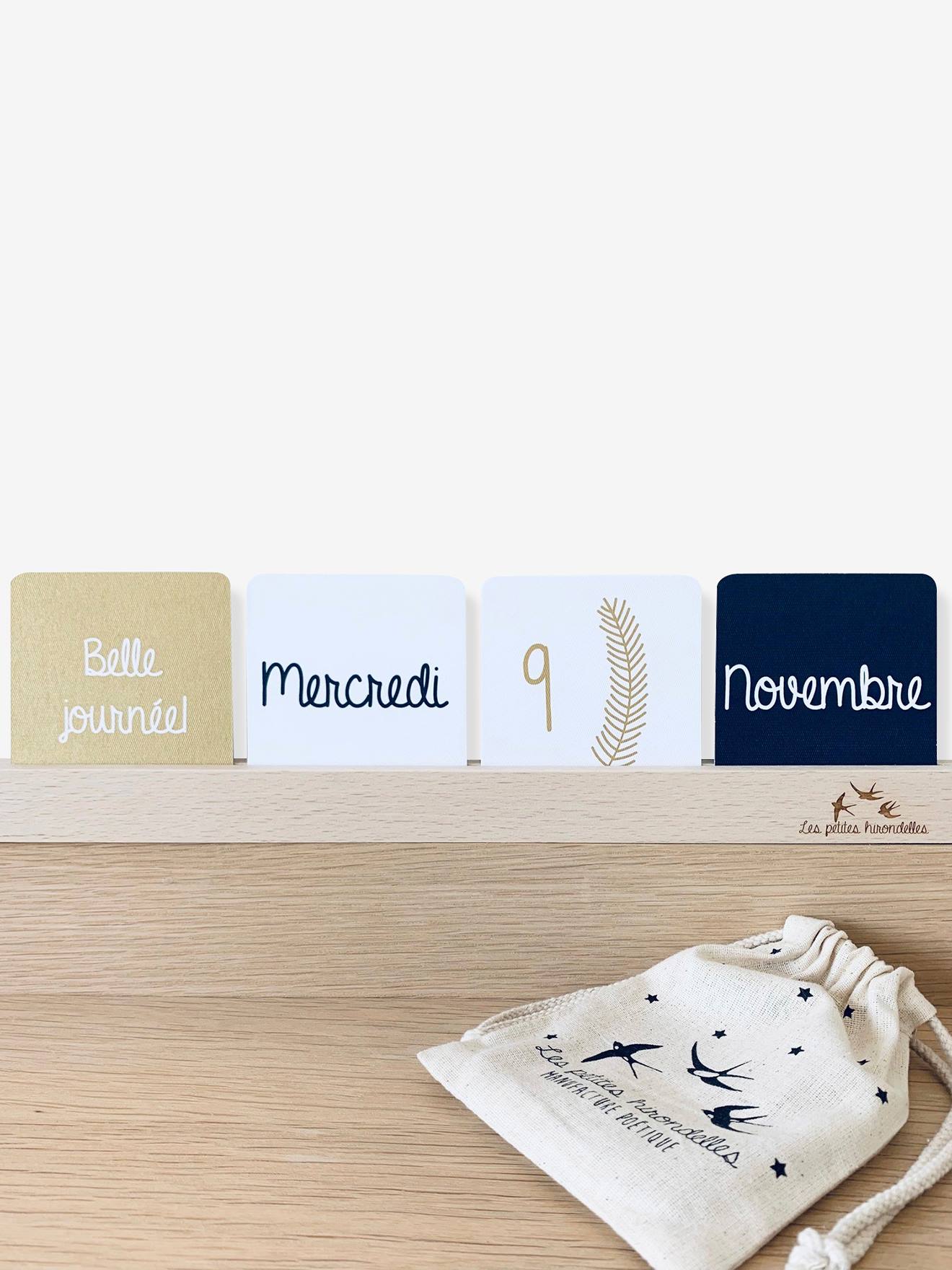Les Petites Hirondelles Ewiger Kalender mit Holzleiste LES PETITES HIRONDELLES - blau