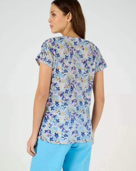 Tee-shirt résille imprimé fleurs