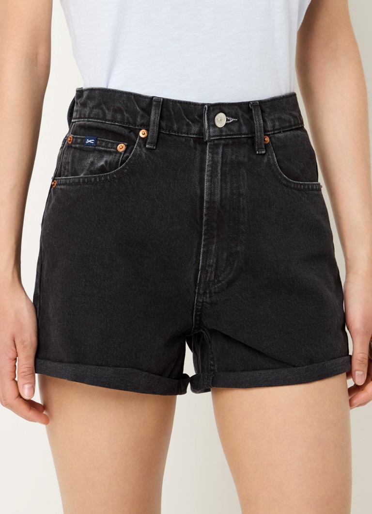 Denham Rini, pantaloni scurți din denim cu talie înaltă și croială dreaptă