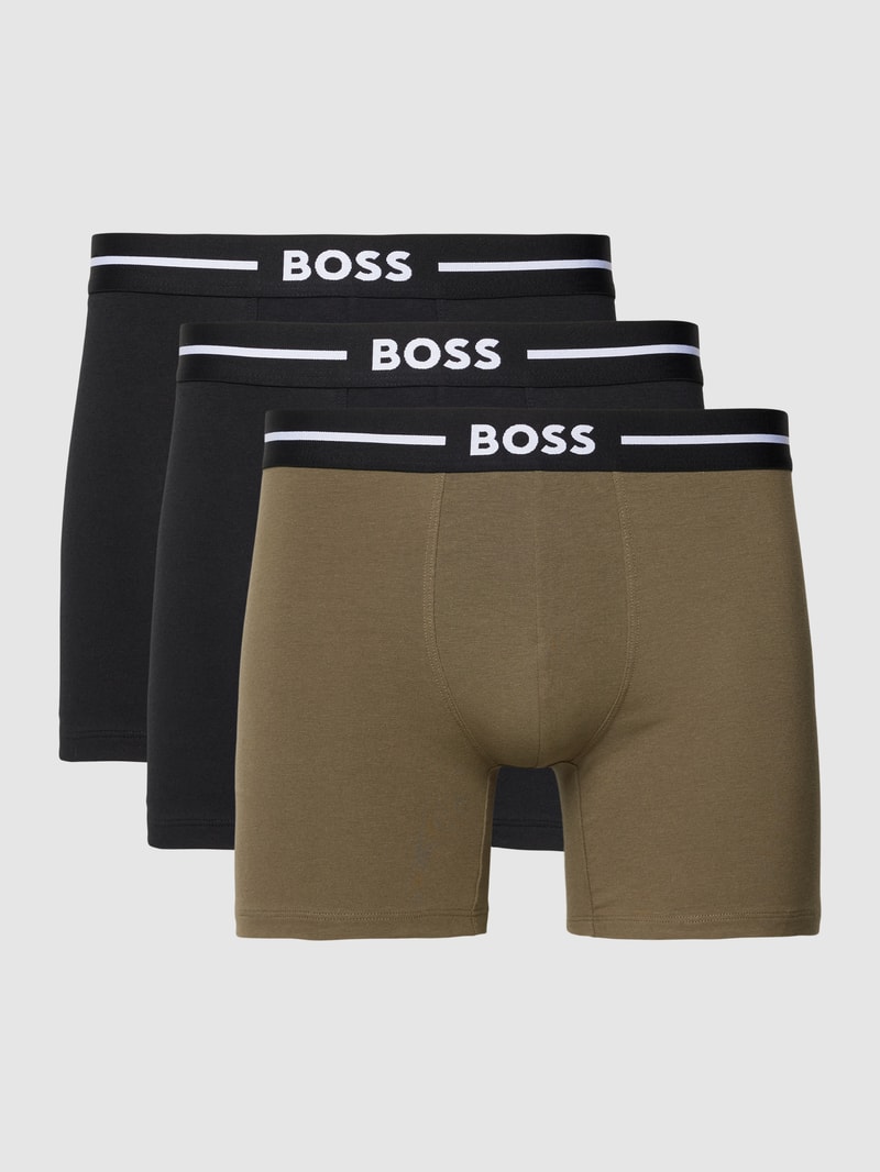 Boxershorts mit Label-Bund im 3er-Pack in olivgrün