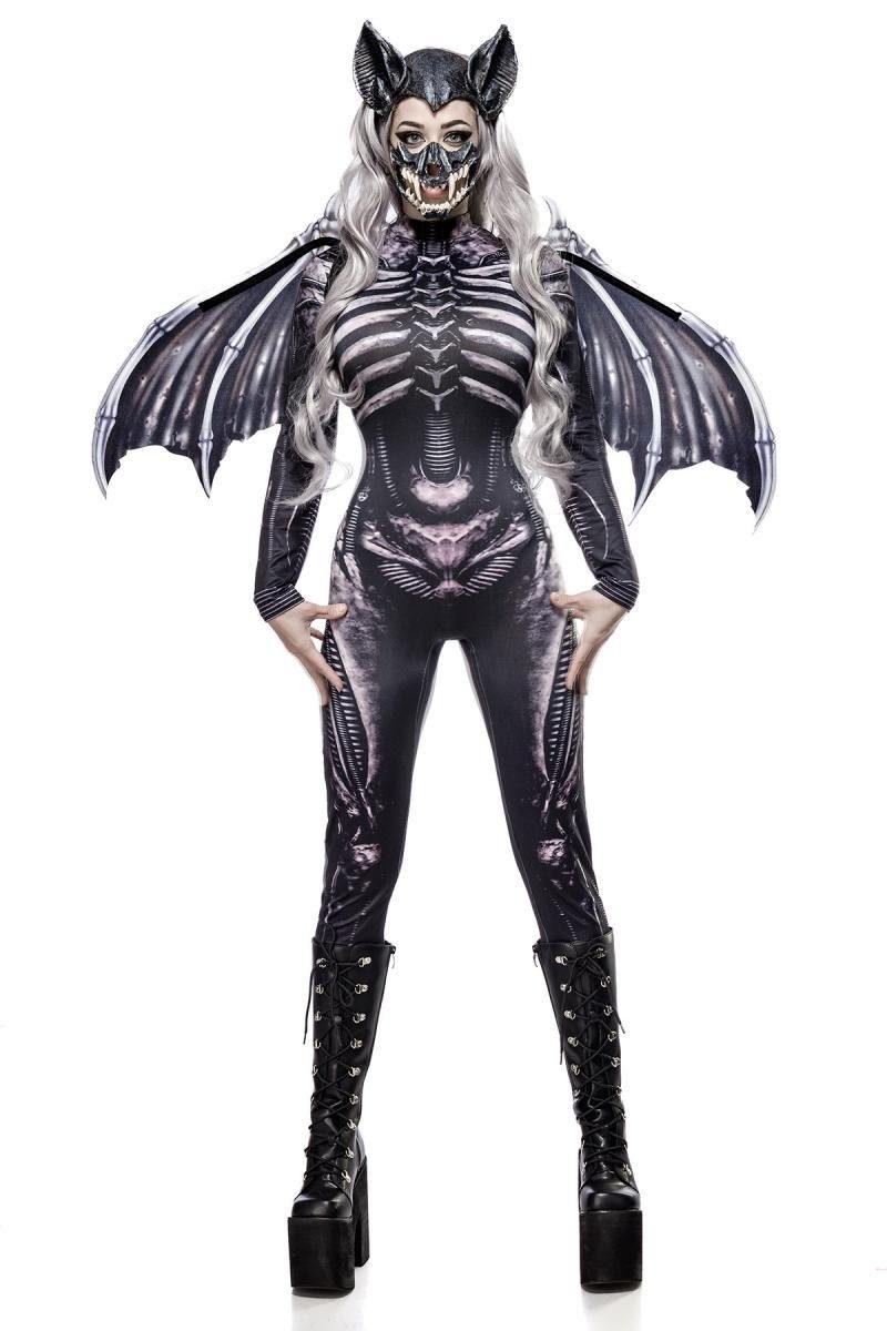 Mask Paradise Clown-Kostüm Mask Paradise Skull Bat Lady (Komplettset), schwarz/grau, Größe M