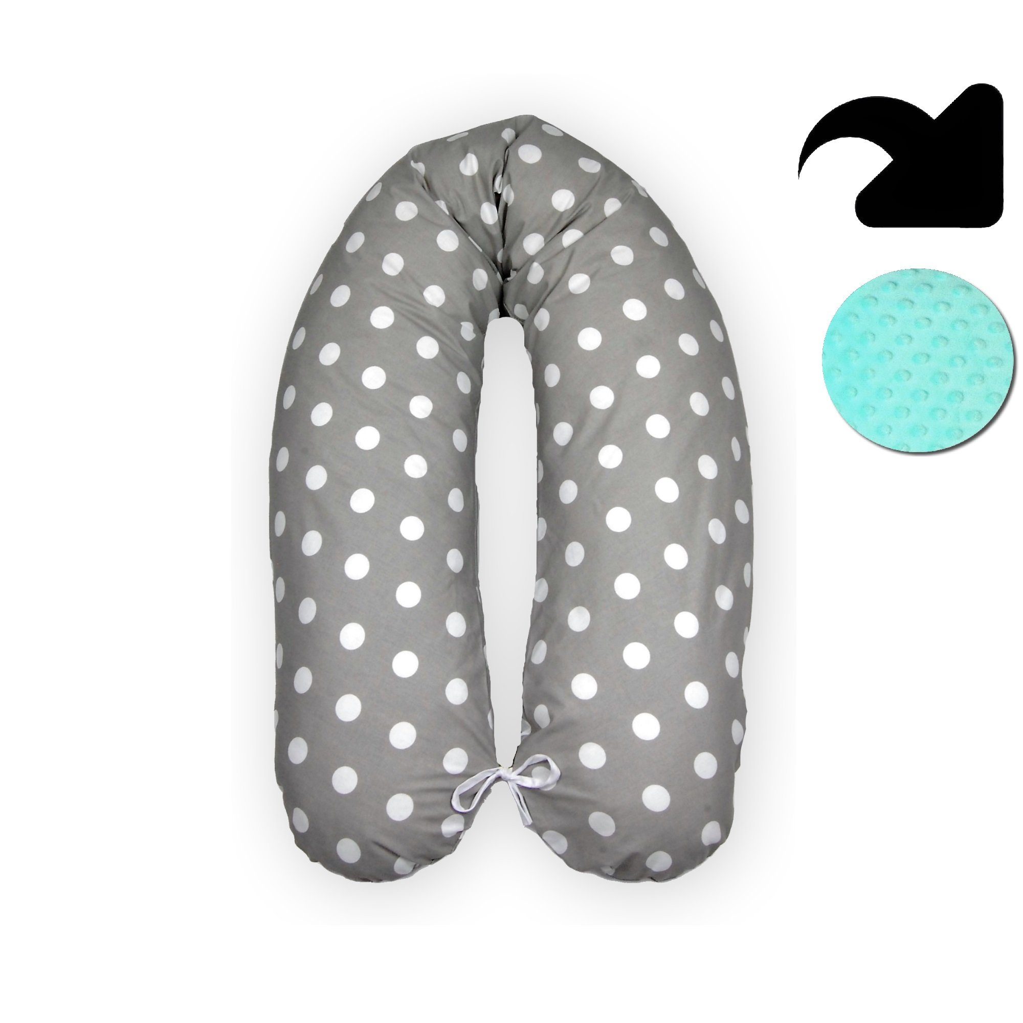 Loolay Stillkissen MINKY/ Baumwolle Stillkissen 170 cm XXL Seitenschläferkissen mit Bezug, MINKY MINZE/ verschiedene Baumwolle MUSTERN, Bezug abnehmbar mit Reißverschluss!, 100% Europäische Stoffe und Kleinserien-Nähen