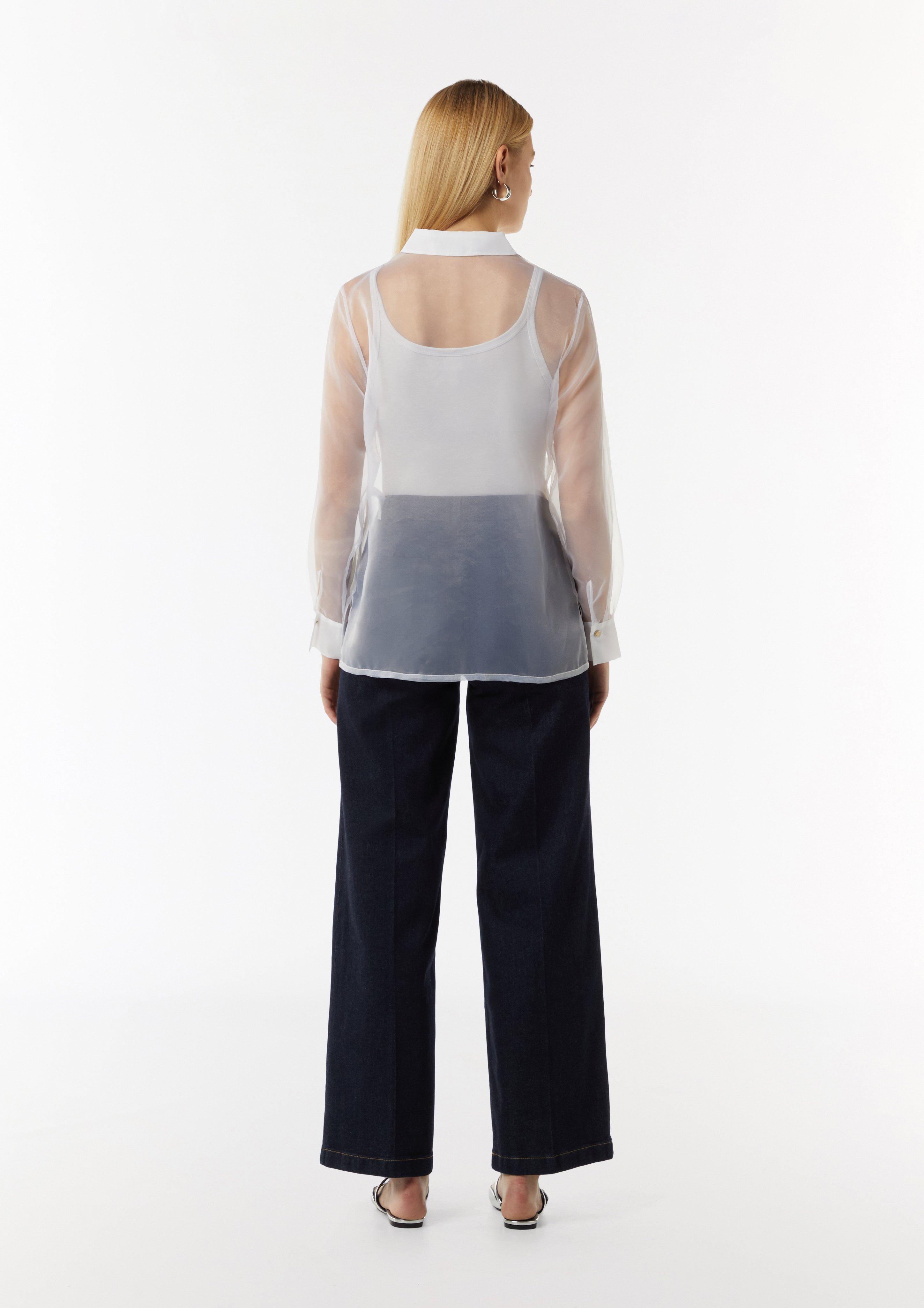 Transparente Organza-Bluse im Relaxed Fit - weiß
