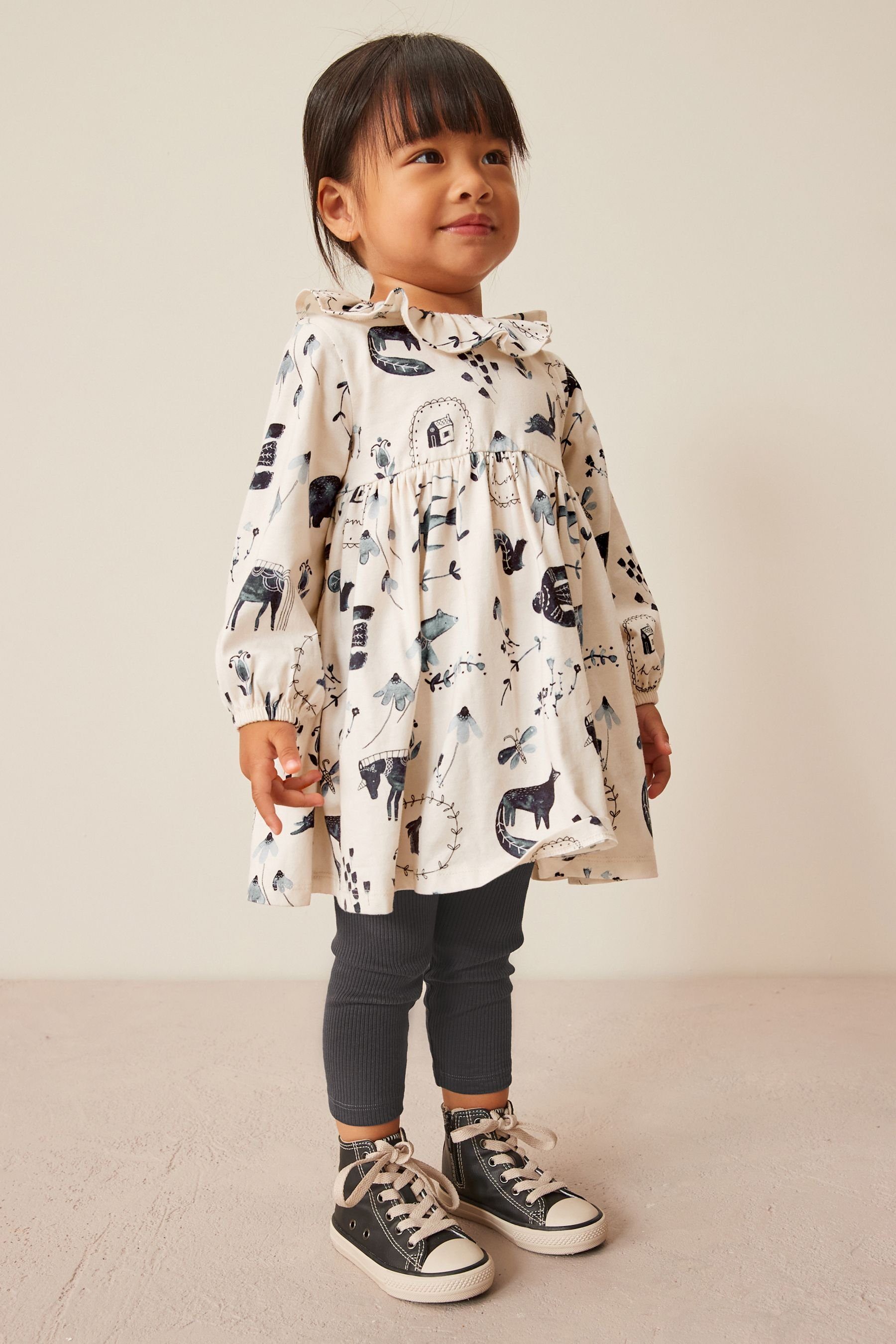 Next Kleid & Leggings Langärmeliges Kleid & Leggings im Set (2-tlg)