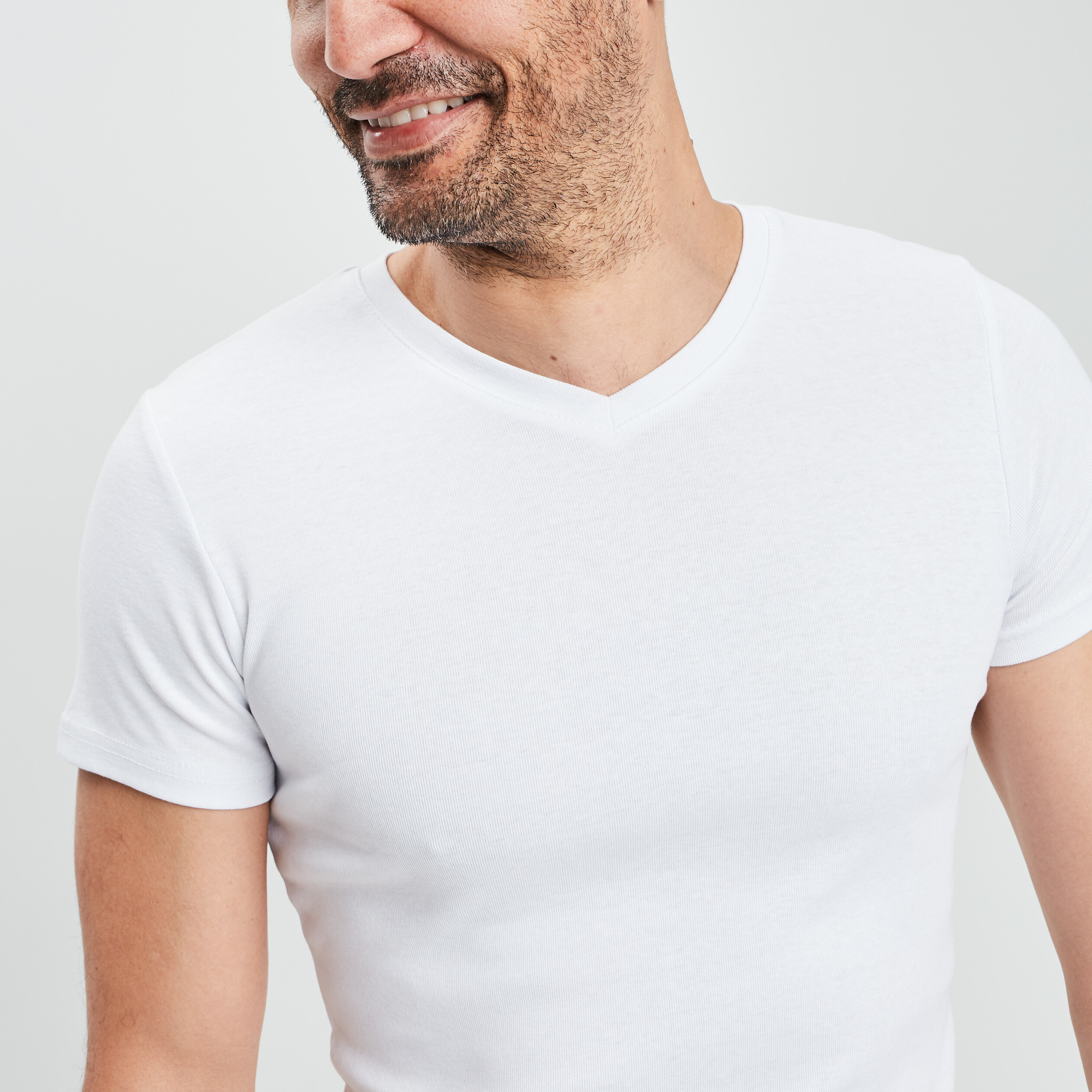 T-shirt manches courtes ajusté blanc homme | La Halle