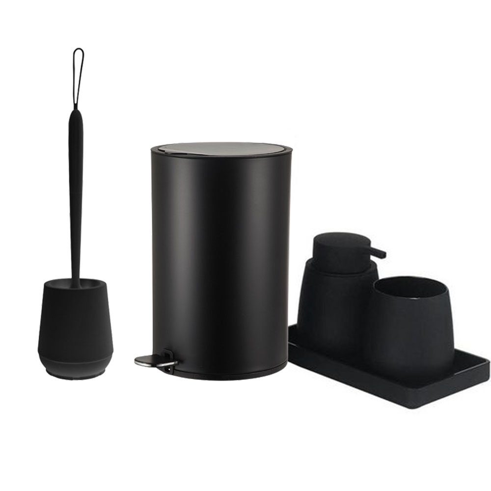 KOMIRO Badezimmer-Set 5-teiliges Badezimmer-Dekorationsset,Schwarz