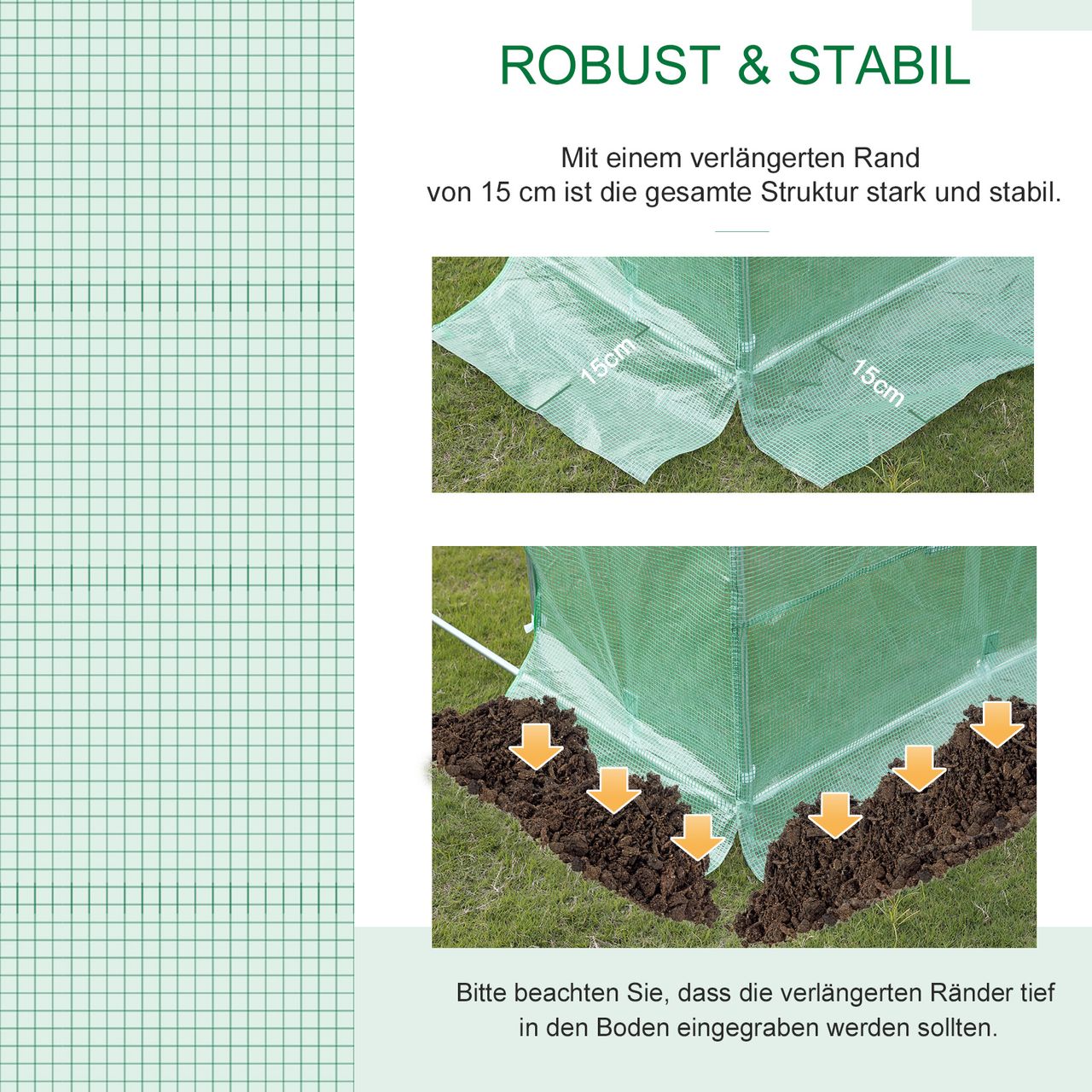 Outsunny Polyethylenfolie 6x3x2m Ersatzfolie mit 12 Fenster für Folientunnel