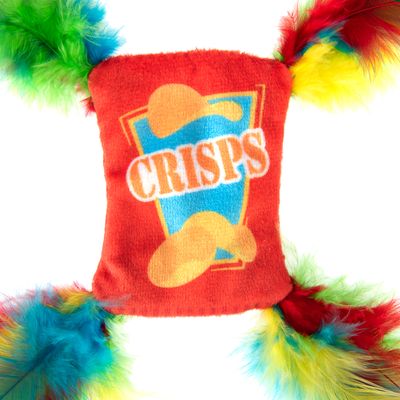 Katzenspielzeug Crinkle Crisps mit Federn