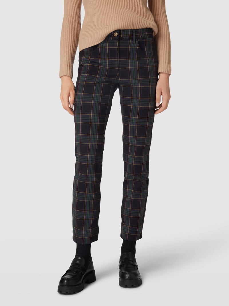 Stoffhose mit Tartan-Muster Modell 'CORA' in schwarz