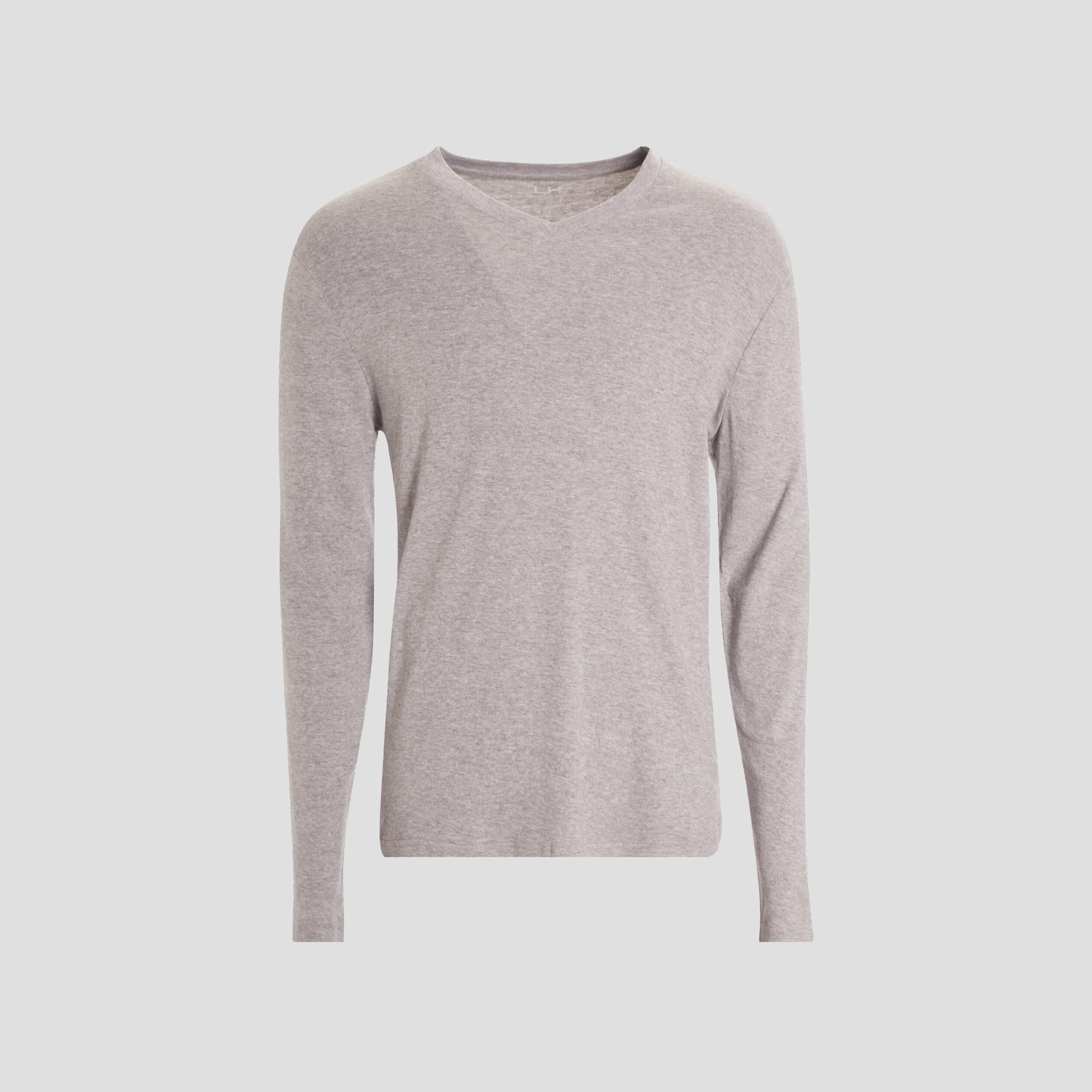 T-shirt manches longues col V gris clair homme | La Halle