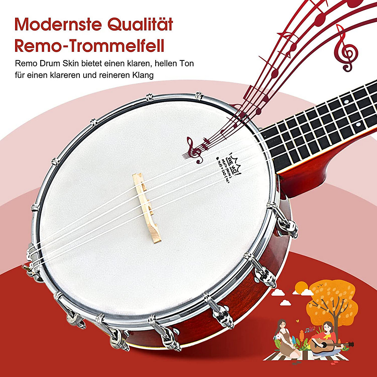 4 Saiten Banjo 24 Zoll mit Stimmgerät Ukulele