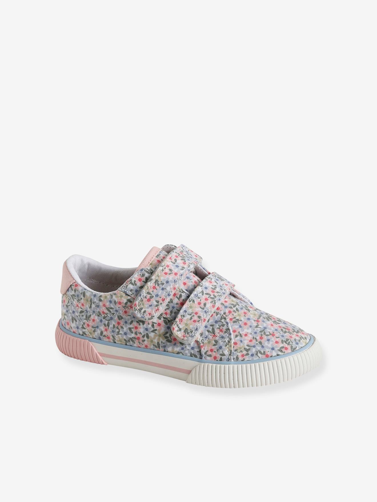 Baskets scratchées en toile enfant rose
