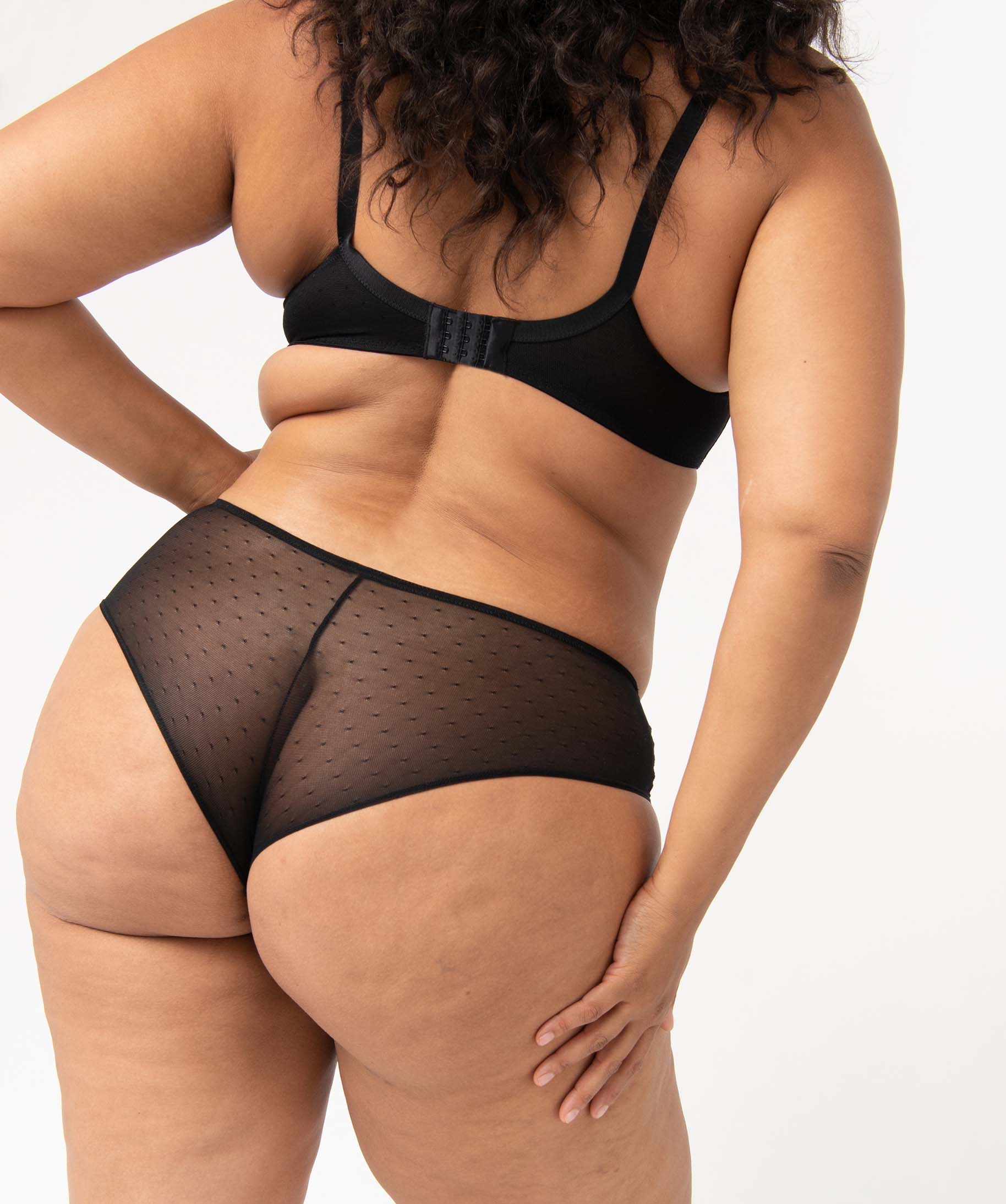 Shorty en dentelle et tulle femme grande taille noir | GEMO