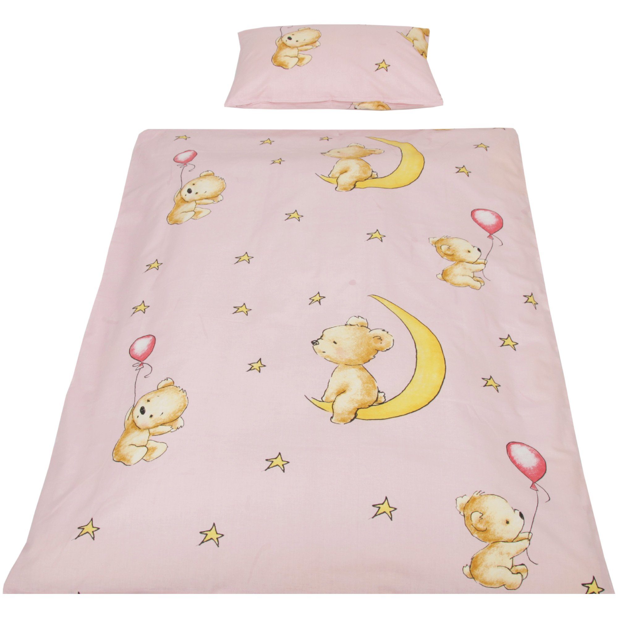 Kinderbettdecke + Kopfkissen, Kinder Betten-Set inkl. Bettwäsche, Bestgoodies, Füllung: 100% Polyester, Klimafaser, 2-tlg (100x135cm / 40x60cm) Bettdecken Set, Bettbezug aus 100% Baumwolle - Steppbett waschbar bei 95°C