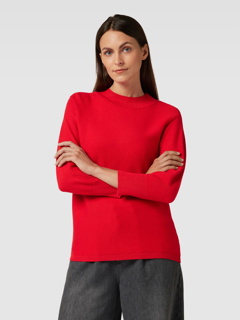 Strickpullover in Feinripp-Optik in rot