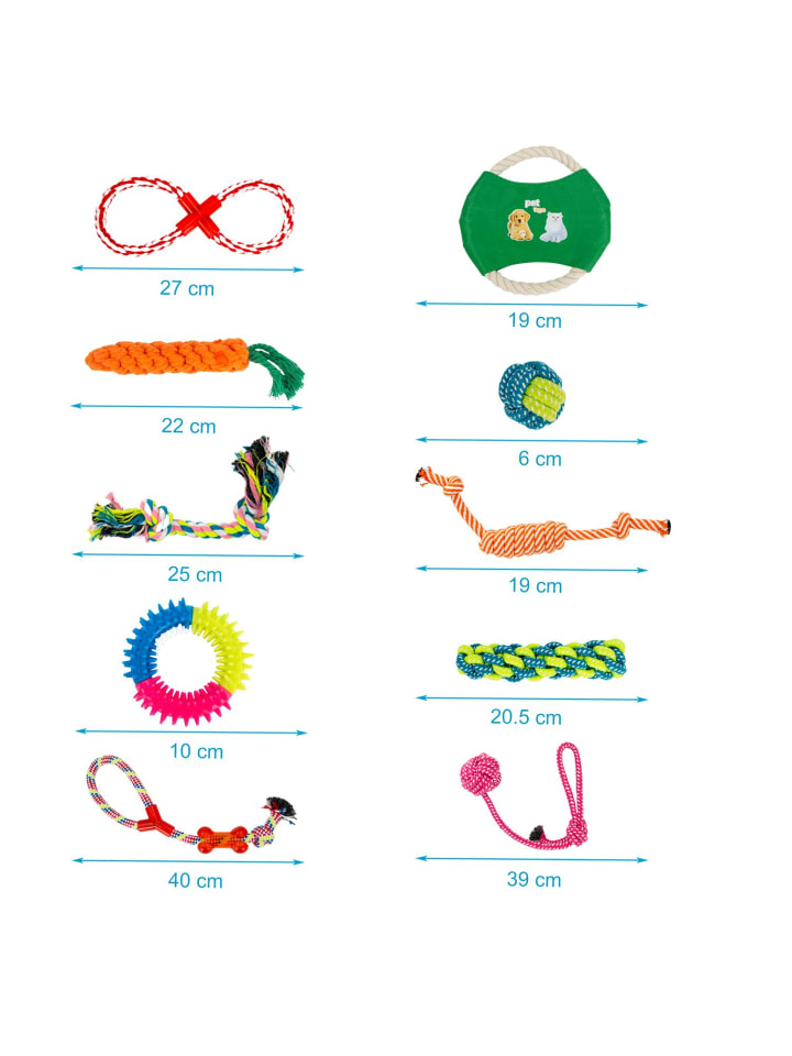 Intirilife 10er Set Hundespielzeug Kauspielzeug in Bunt günstig kaufen onesize