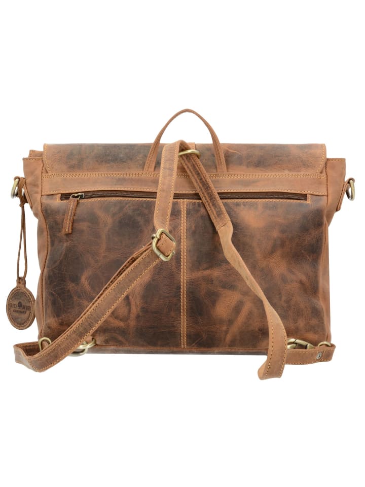 Greenburry Vintage Aktentasche Umhängetasche Rucksack Leder 35 cm in brown günstig kaufen onesize