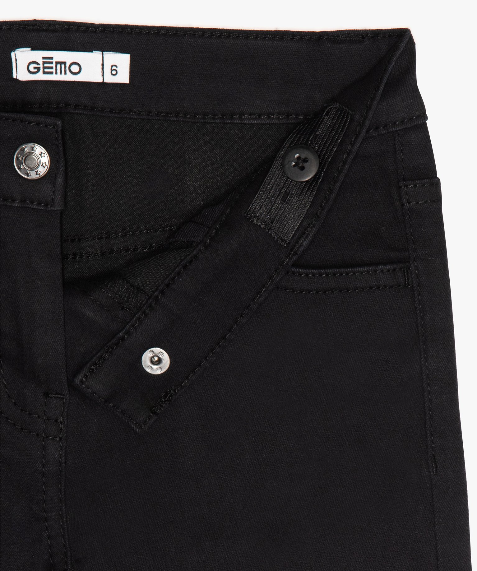 Pantalon stretch coupe Slim uni fille noir | GEMO