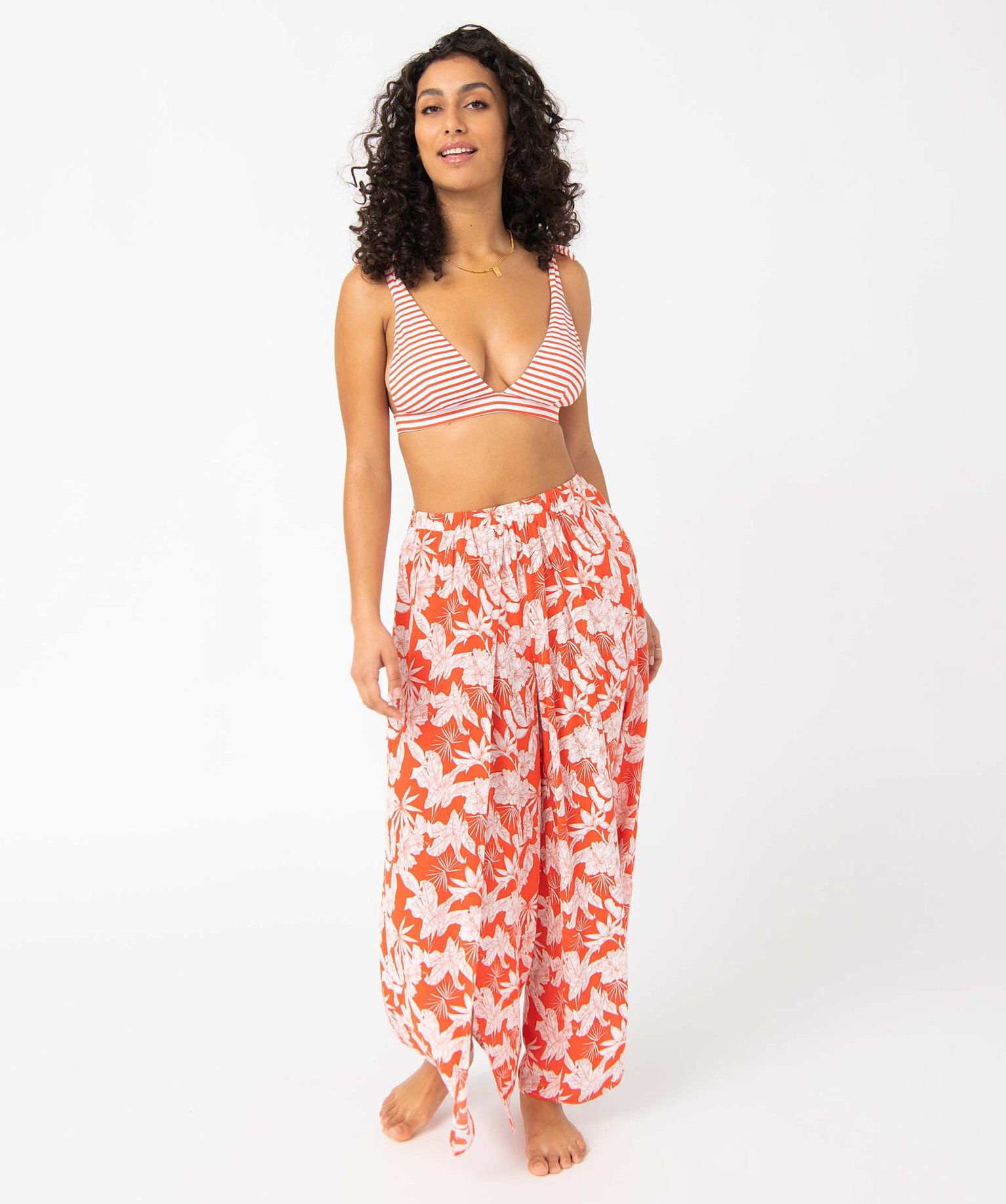 Pantalon de plage femme ouvert sur l’avant imprime | GEMO