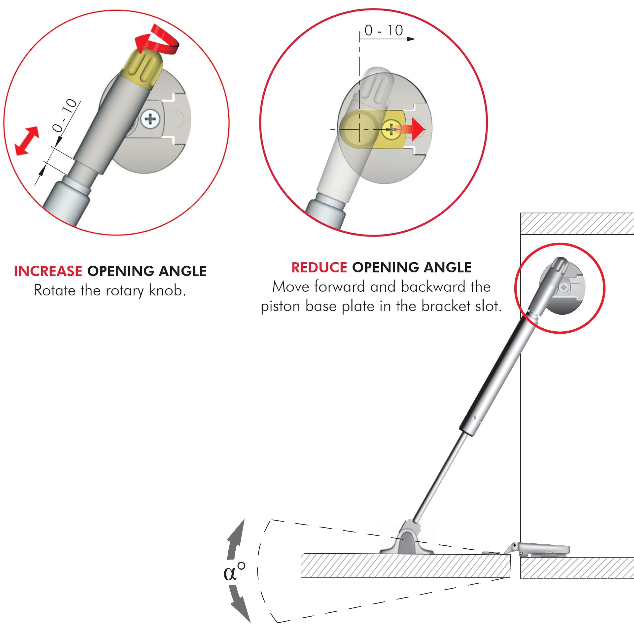 SO-TECH® Möbelbeschlag Gasdruckdämpfer KRABY für nach unten öffnende Barklappen (1 St), Gasdruckfeder Kompressionsfeder für Barfach L: 277 mm