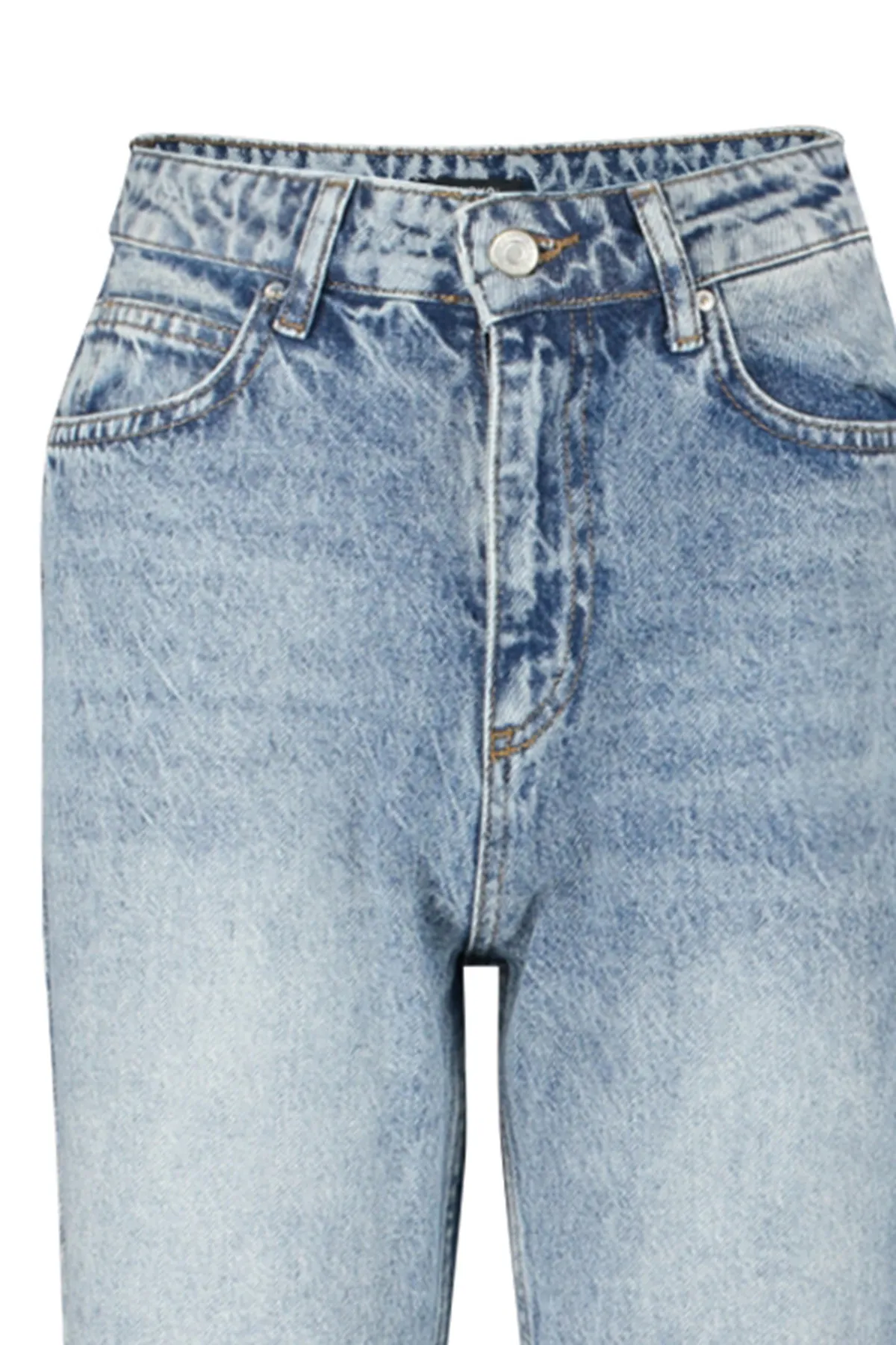 Trendyol Collection  Dunkelblaue gerade Jeans mit hoher Taille TWOAW24JE00082