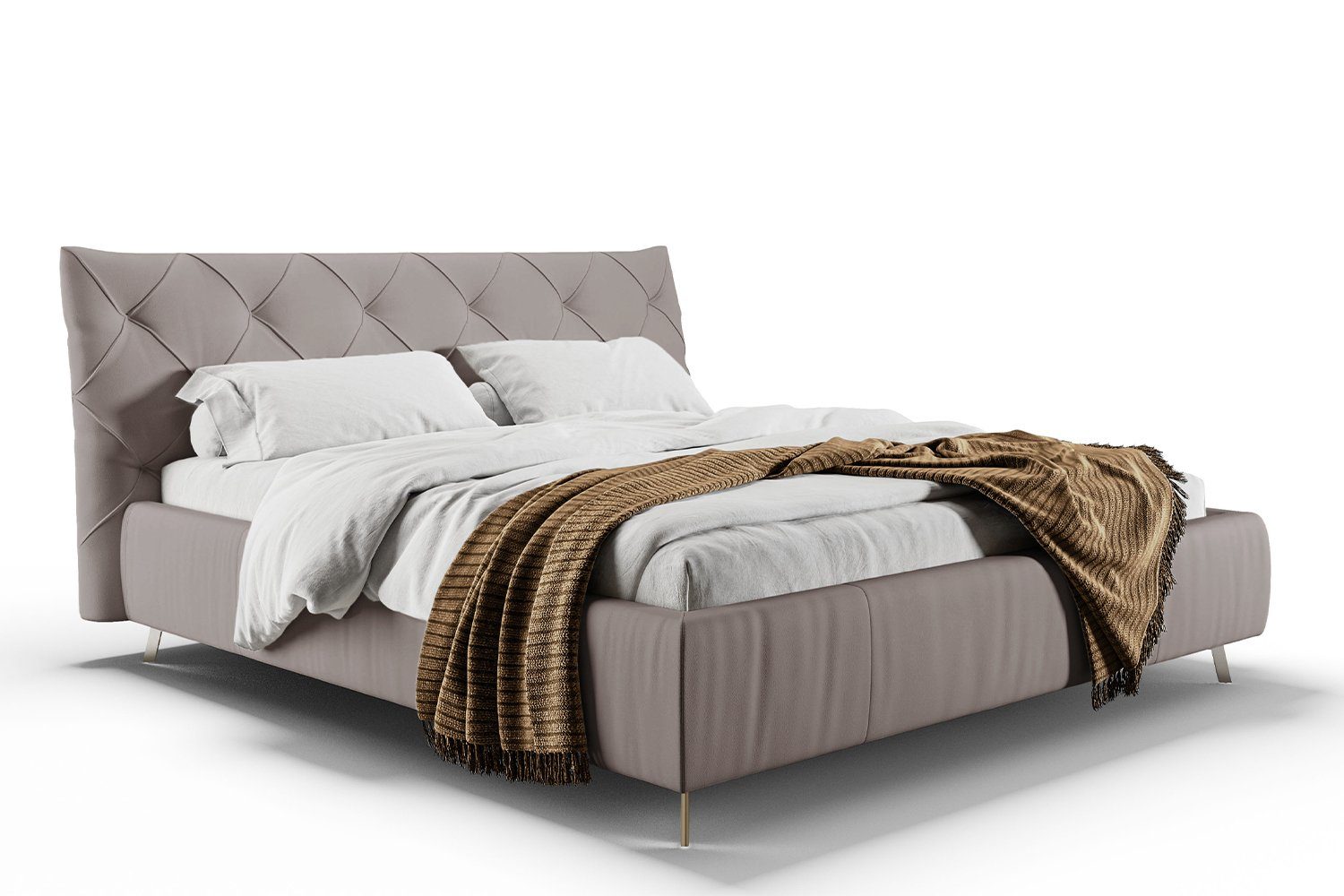 KAWOLA Polsterbett ANNY, Bett, Leder oder Velvet, versch. Größen und versch. Farben