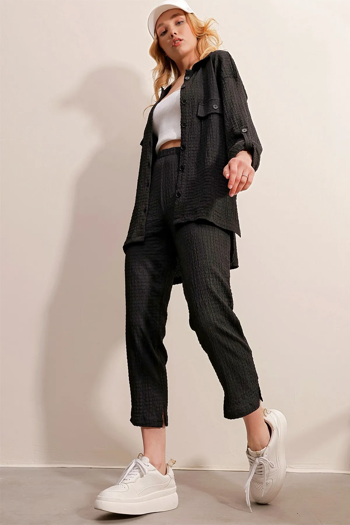 Trend Alaçatı Stili  Zweiteiler - Schwarz - Oversized