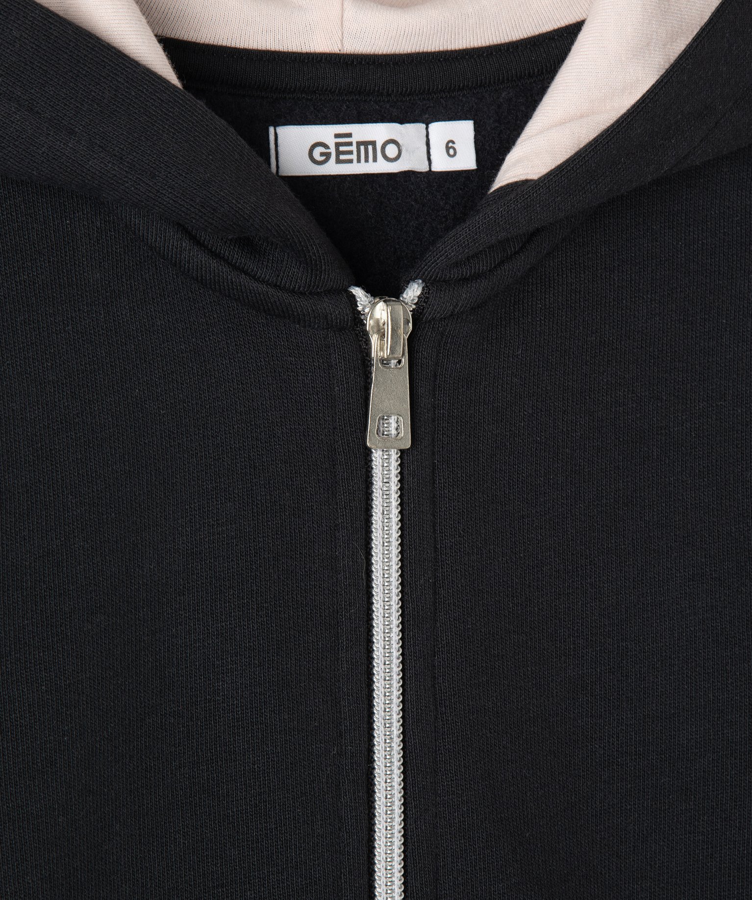 Sweat zippé à capuche intérieur molletonné fille noir | GEMO